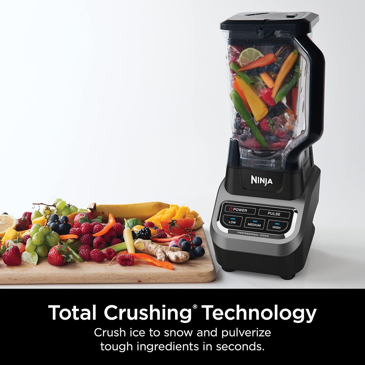 imageNinja Professional Blender 1000W Total Crushing Technology Smoothies Ice Crushing ampamp Frozen Fruit FullSize Countertop Blender 72oz Pitcher Black ampamp Grey BL610Generation 2 1000 Watts