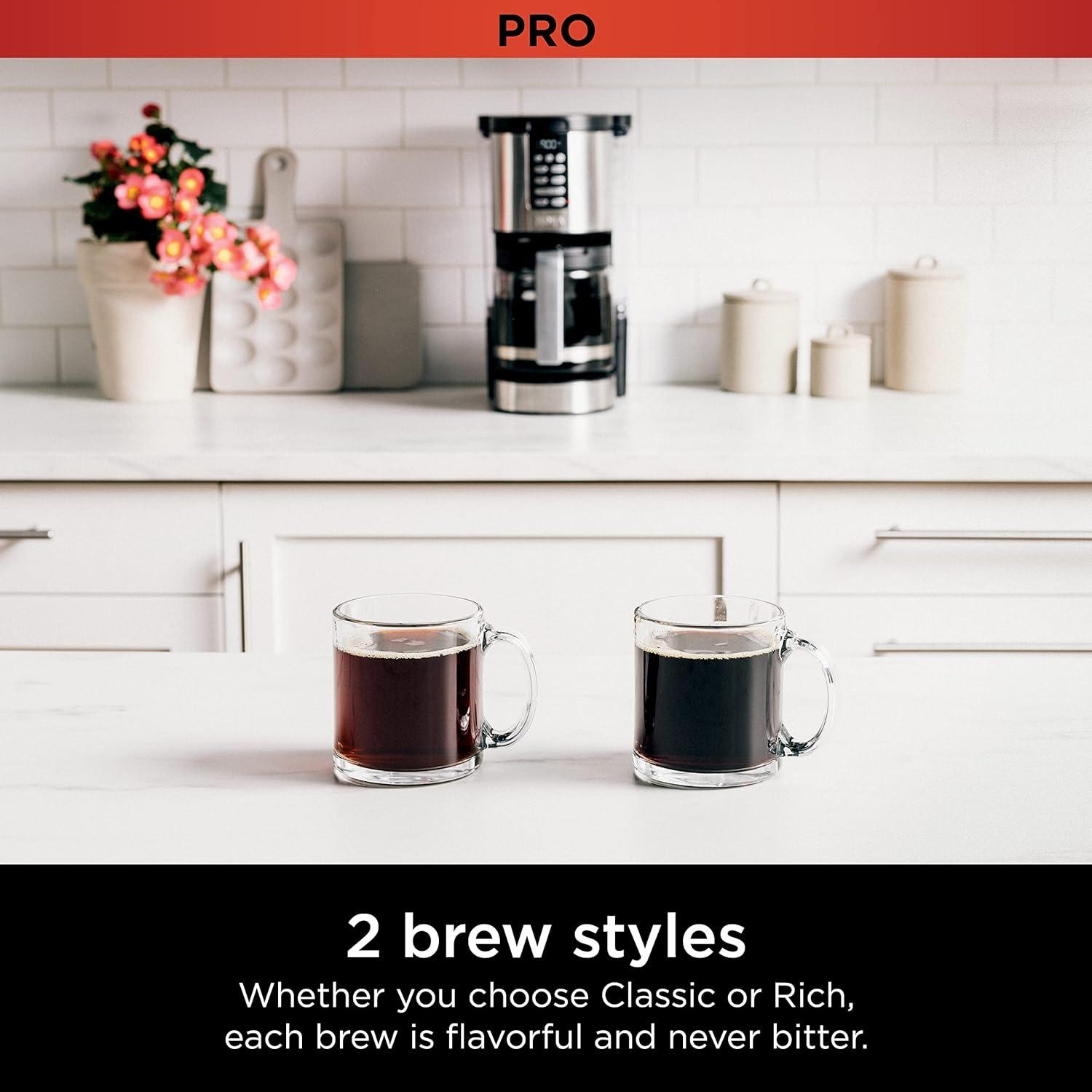 imageNinja Programmable XL 14Cup Coffee Maker PRO with Permanent Filter 2 Brew Styles Classic ampamp Rich Delay Brew Freshness Timer ampamp Keep Warm Dishwasher Safe Copper DCM201CPStainless Steel