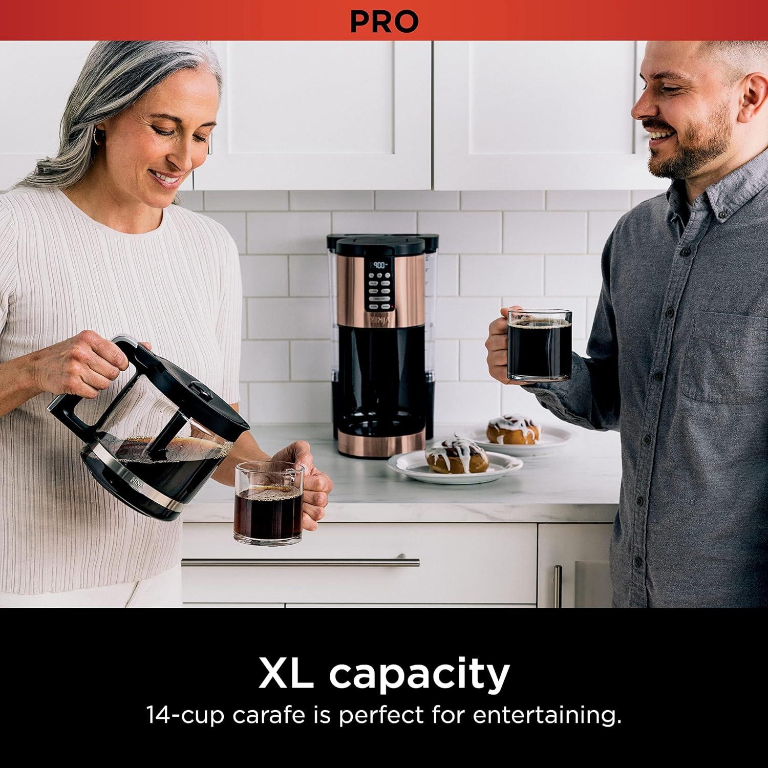 imageNinja Programmable XL 14Cup Coffee Maker PRO with Permanent Filter 2 Brew Styles Classic ampamp Rich Delay Brew Freshness Timer ampamp Keep Warm Dishwasher Safe Copper DCM201CPCopper