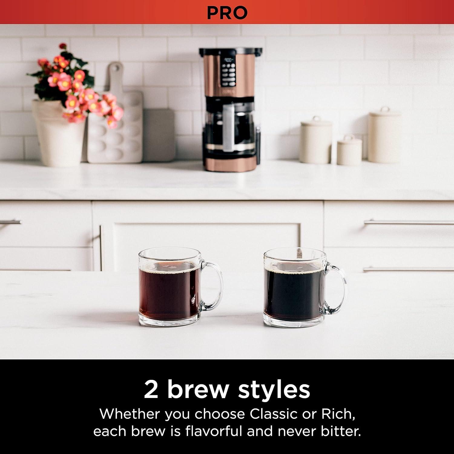 imageNinja Programmable XL 14Cup Coffee Maker PRO with Permanent Filter 2 Brew Styles Classic ampamp Rich Delay Brew Freshness Timer ampamp Keep Warm Dishwasher Safe Copper DCM201CPCopper