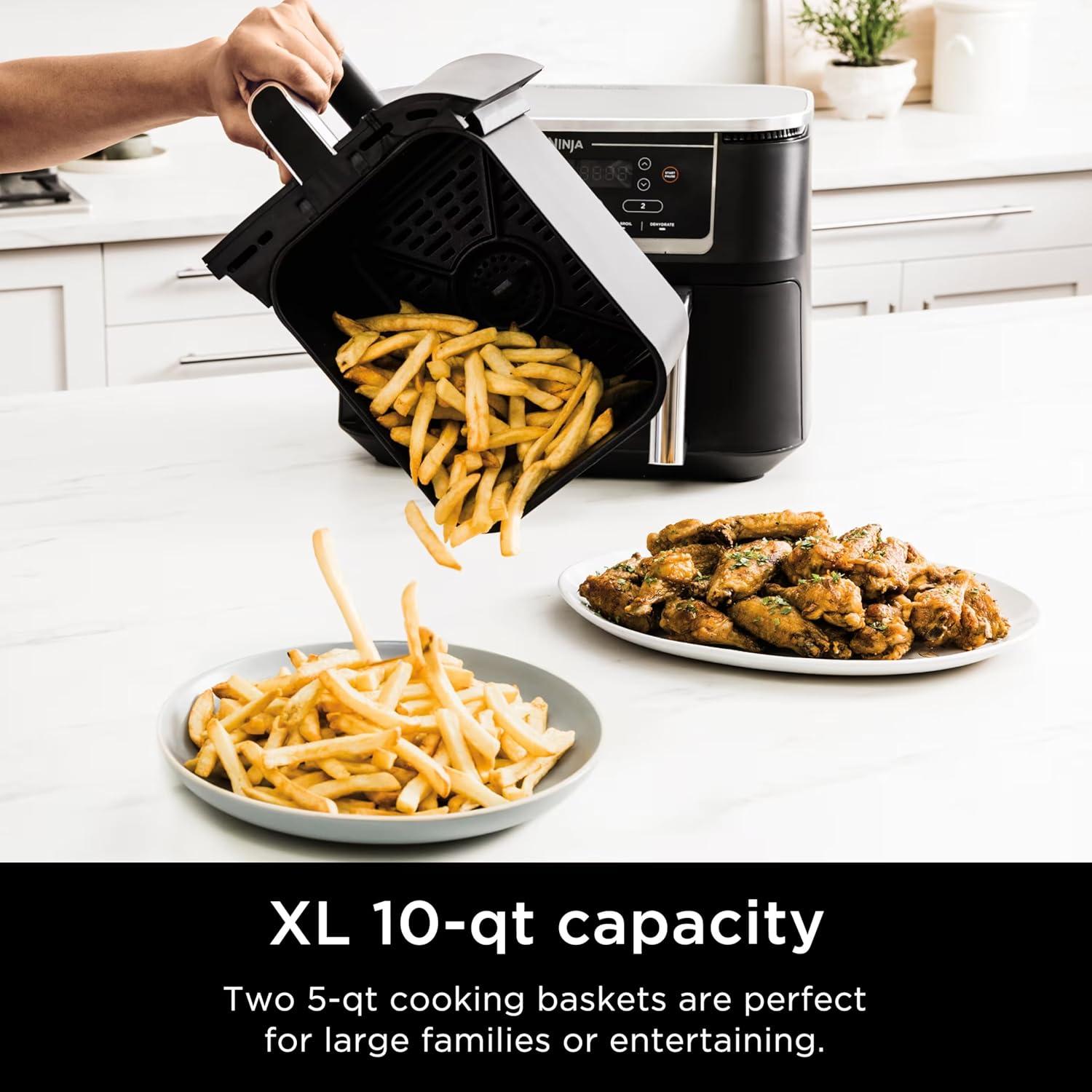 imageNinja RAD300CO Foodi 6in1 10qt XL 2Basket Air Fryer with DualZone Technology Black Renewed
