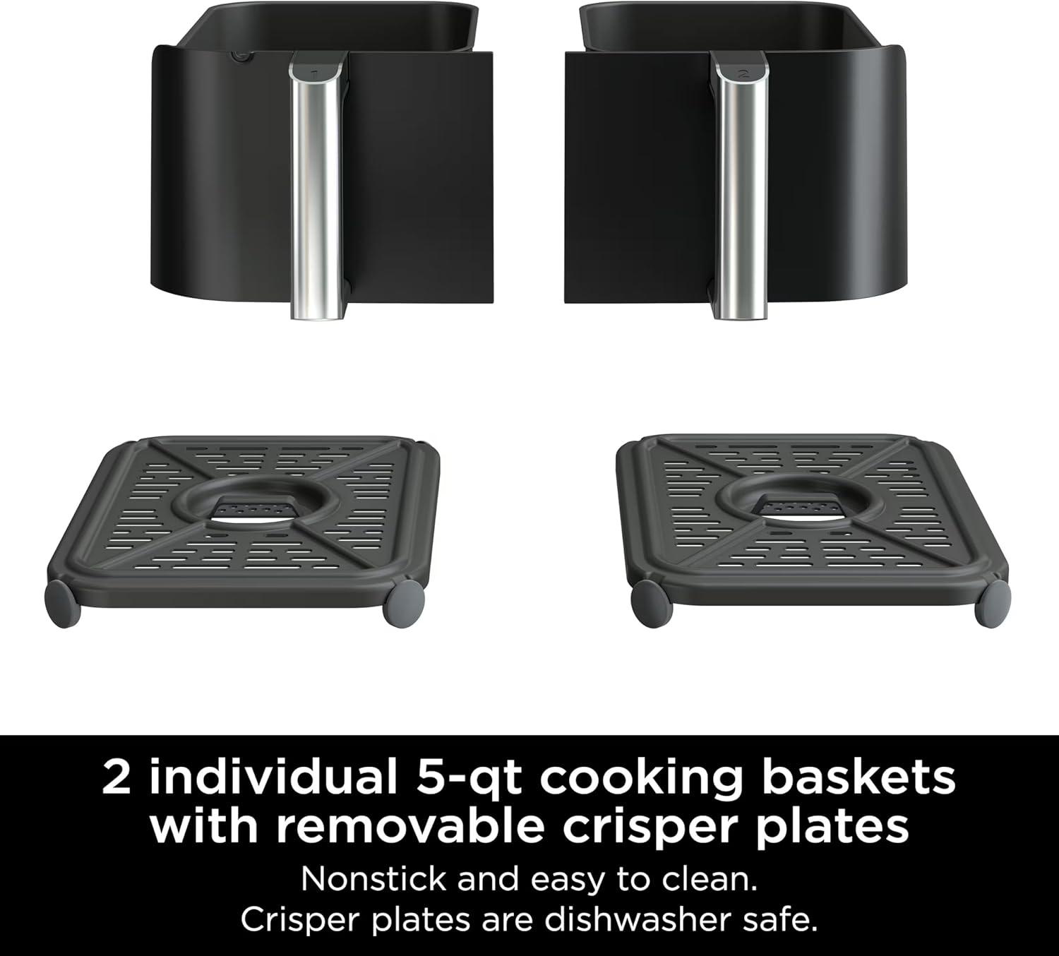 imageNinja RAD300CO Foodi 6in1 10qt XL 2Basket Air Fryer with DualZone Technology Black Renewed