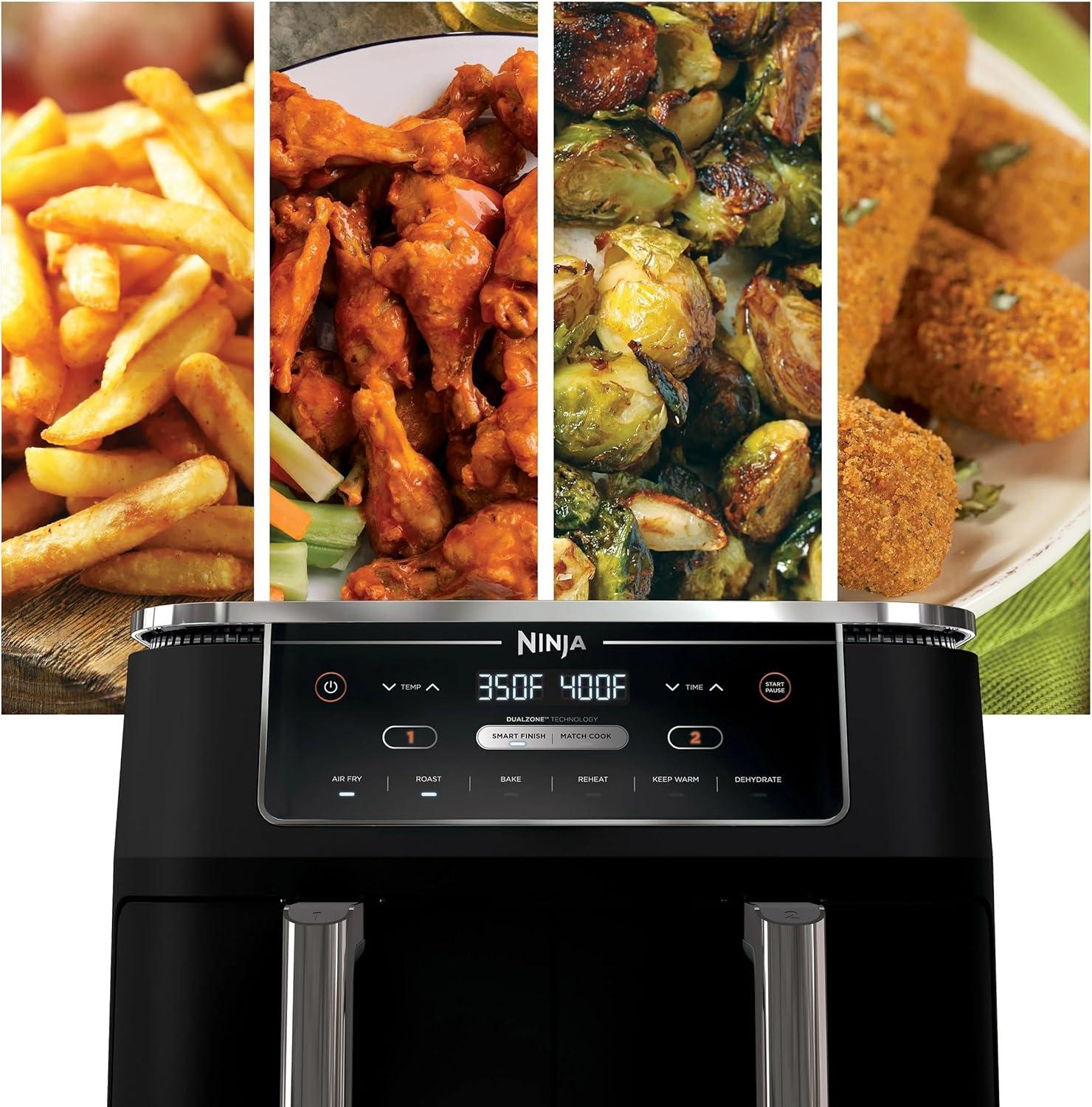imageNinja RAD300CO Foodi 6in1 10qt XL 2Basket Air Fryer with DualZone Technology Black Renewed