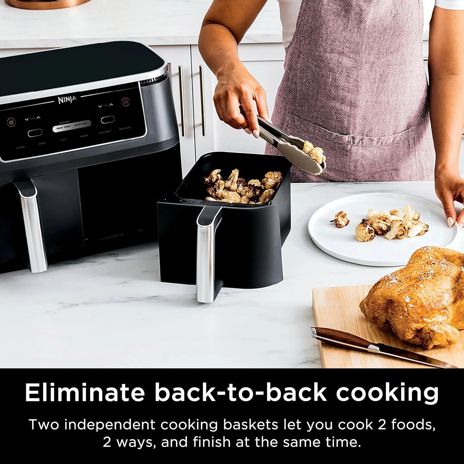 imageNinja RAD300CO Foodi 6in1 10qt XL 2Basket Air Fryer with DualZone Technology Black Renewed