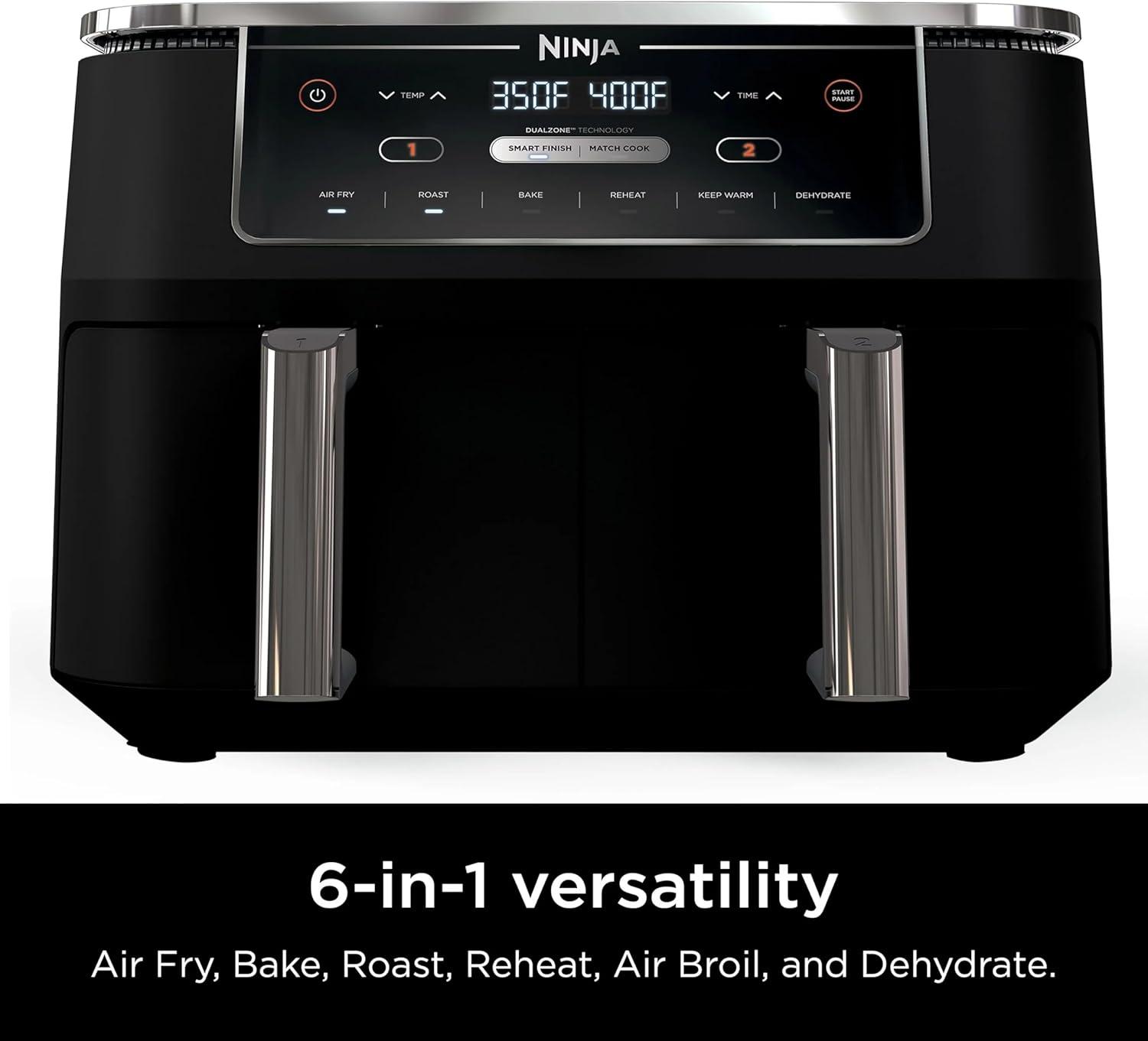 imageNinja RAD300CO Foodi 6in1 10qt XL 2Basket Air Fryer with DualZone Technology Black Renewed