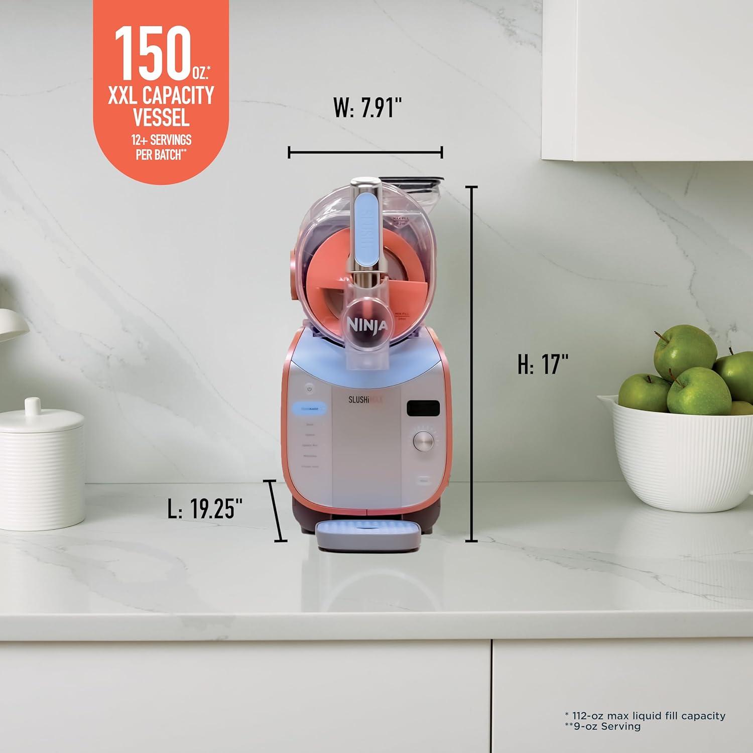 imageNinja SLUSHi Max XXL Smart Frozen Drink Maker Exclusive Smart Technology PartySized 150oz Capacity No Ice Needed 6 Programs Perfect Temp ampamp Texture up to 12 hours Peach FS605Blue Peach