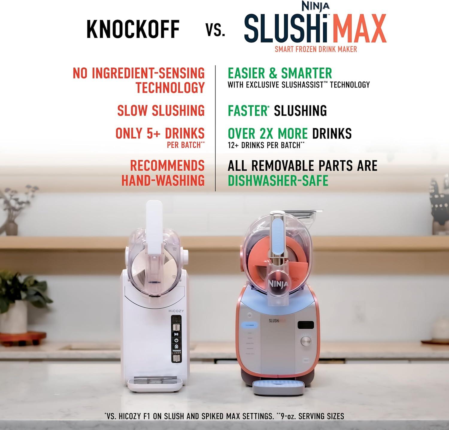imageNinja SLUSHi Max XXL Smart Frozen Drink Maker Exclusive Smart Technology PartySized 150oz Capacity No Ice Needed 6 Programs Perfect Temp ampamp Texture up to 12 hours Peach FS605Blue Peach