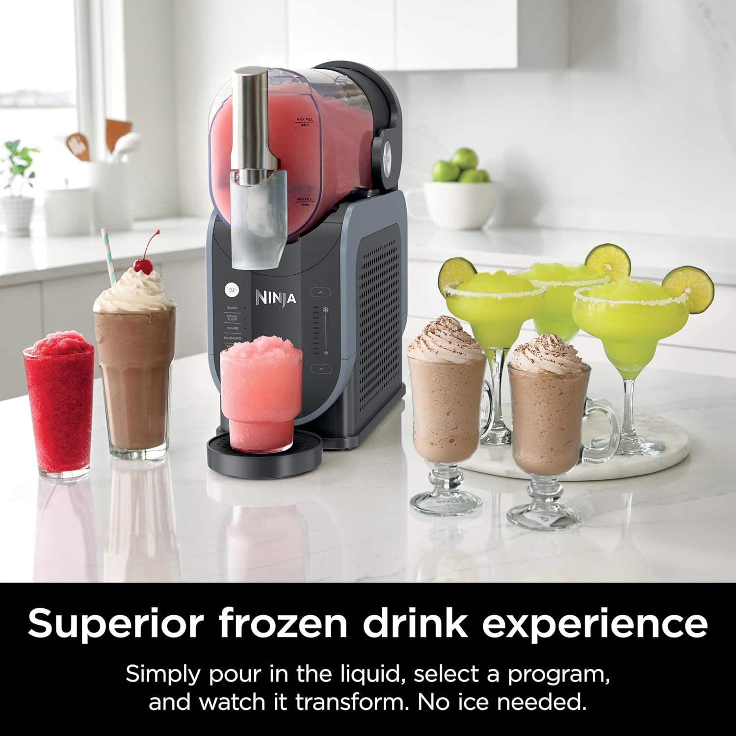 imageNinja SLUSHi Professional Frozen Drink Maker with RapidChill Technology Frozen Drink ampamp Slushie Machine 5 Preset Programs Frozen Margaritas Frapps and More Grey FS301C Canadian Version
