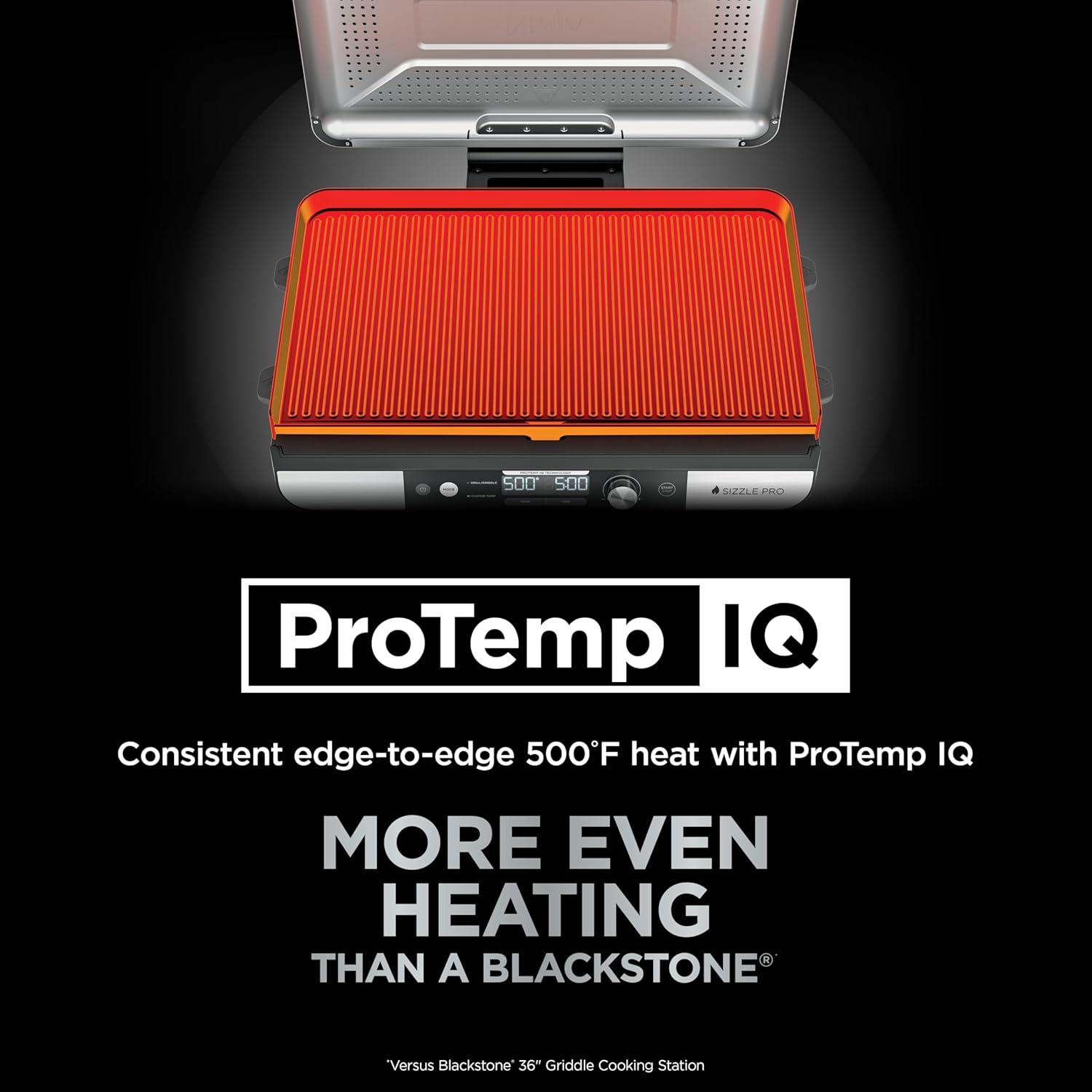 imageNinja Sizzle Pro XL 20Inch Indoor Griddle Grill Detachable Ventilated Lid Grease Control Ceramic Nonstick Plates Even EdgetoEdge Cooking Extra Large Capacity Versatile Silver GX101