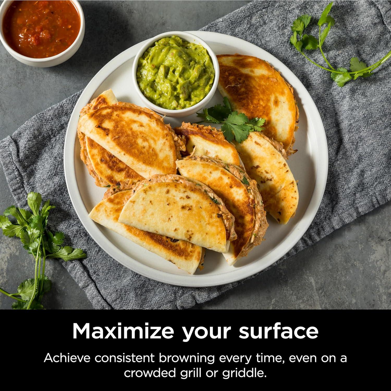 imageNinja Sizzle Pro XL 20Inch Indoor Griddle Grill Detachable Ventilated Lid Grease Control Ceramic Nonstick Plates Even EdgetoEdge Cooking Extra Large Capacity Versatile Silver GX101