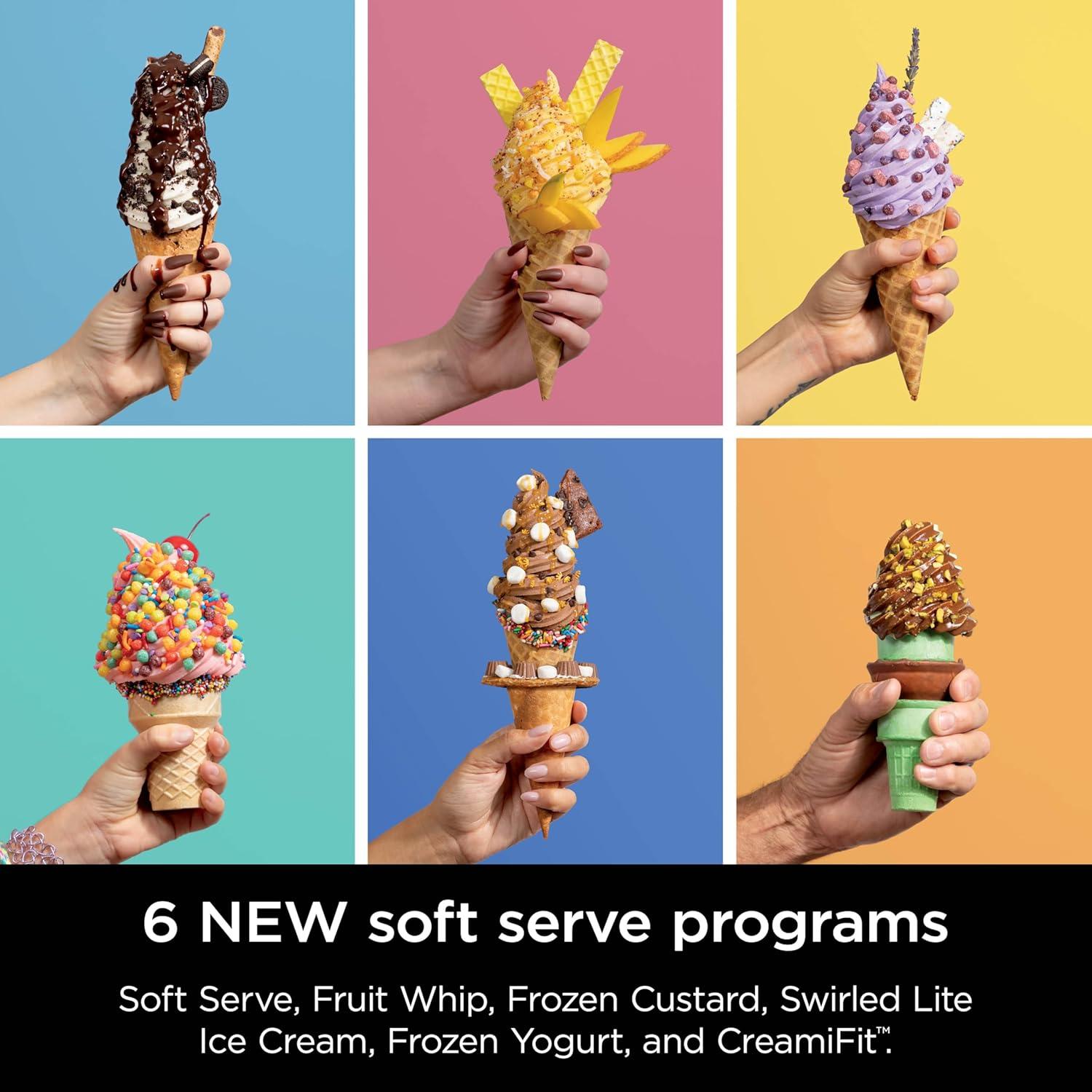 imageNinja Swirl by CREAMi Ice Cream and Soft Serve Maker Sorbet Milkshake Frozen Yogurt Low Calories Program ampamp More 13in1 Soft Serve Handle 2 CREAMi Swirl 16oz Pints NC701 Renewed