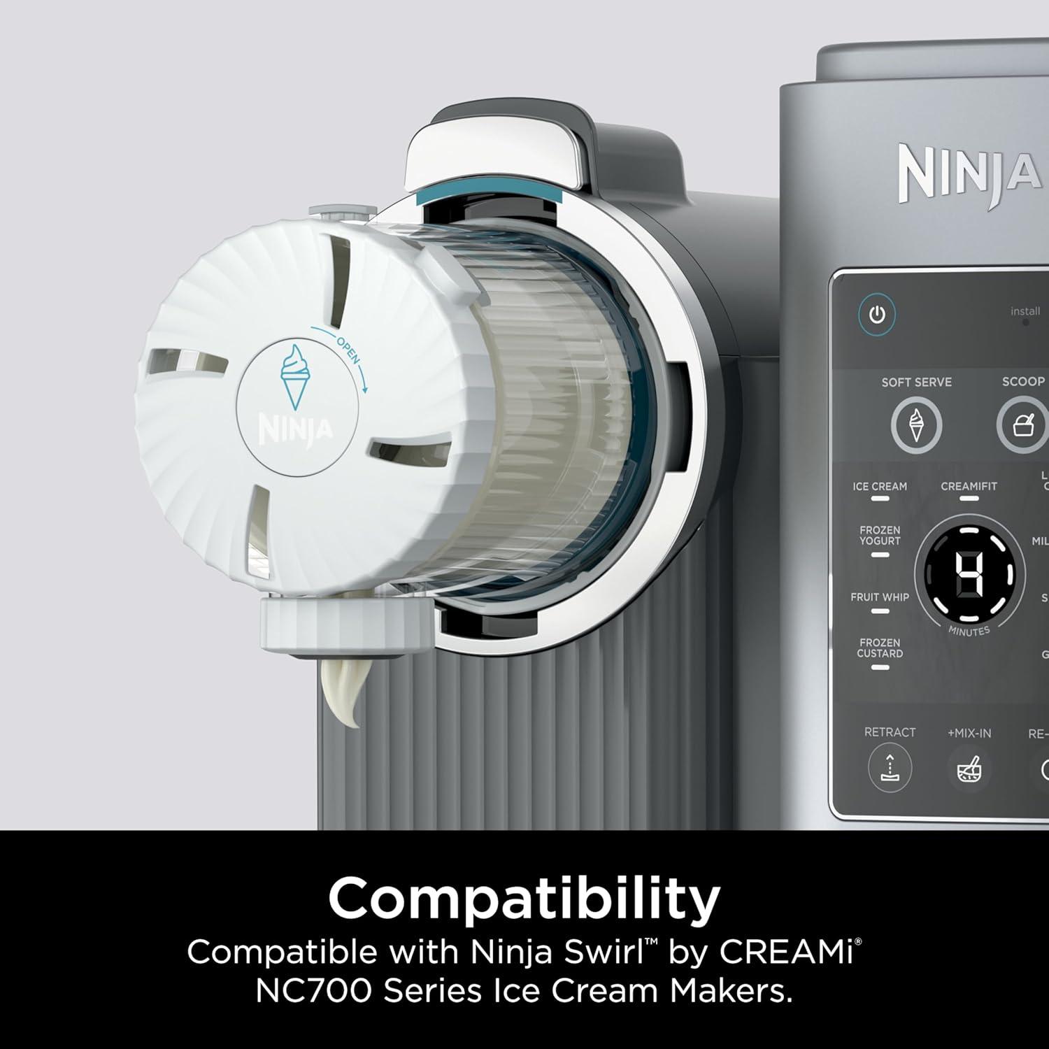 imageNinja Swirl by CREAMi Pints and Lids 2 Pack Compatible with NC700 Series Ninja Swirl Ice Cream ampamp Soft Serve Makers BPAFree ampamp Dishwasher Safe Grey Lids XSK7PNTLD2