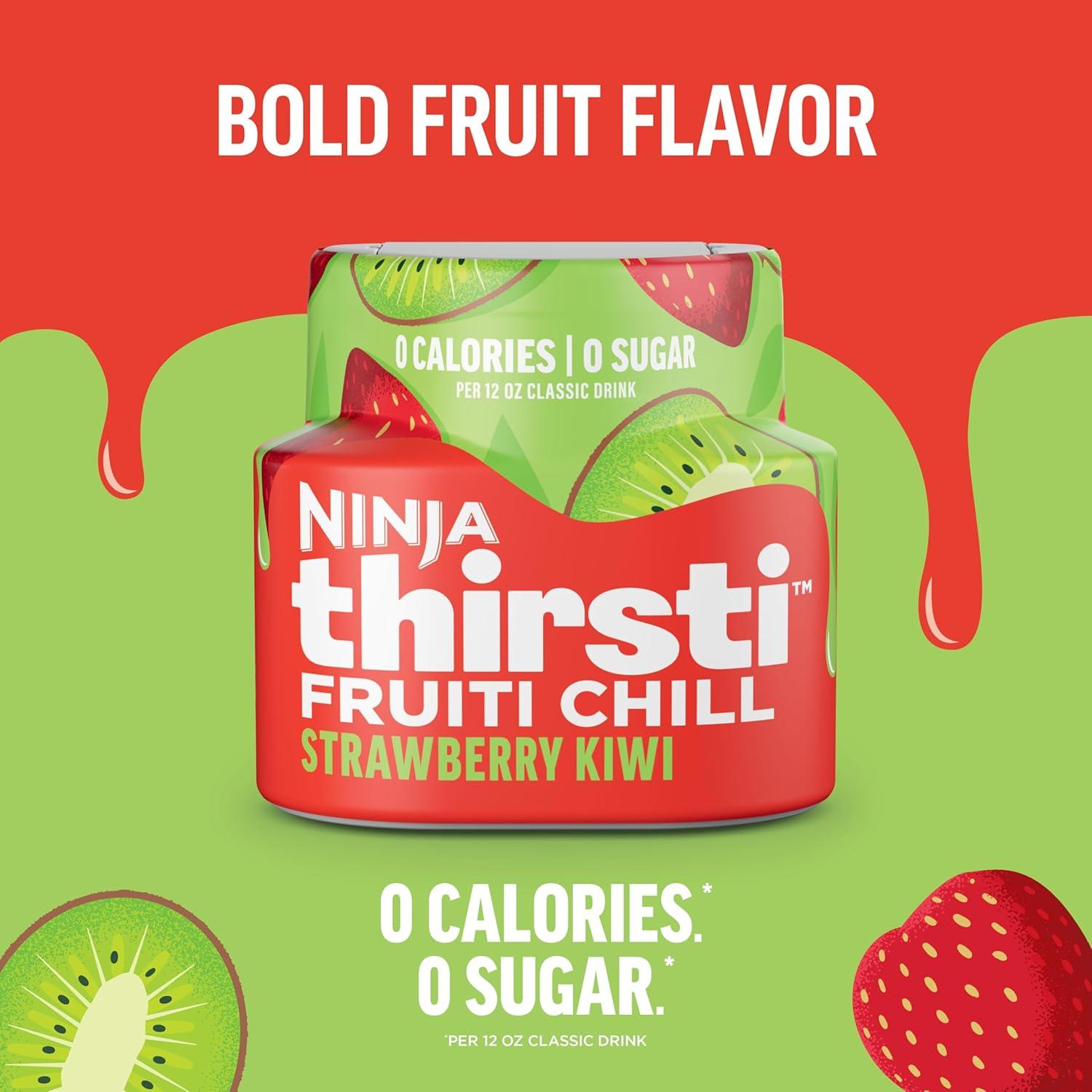 imageNinja Thirsti Flavored Water Drops FRUITI CHILL Orange Bold Fruit Flavor Sparkling or Still Zero Calories Zero Sugar Makes 17 12oz drinks 3 Pack WCFOTNGAMStrawberry Kiwi