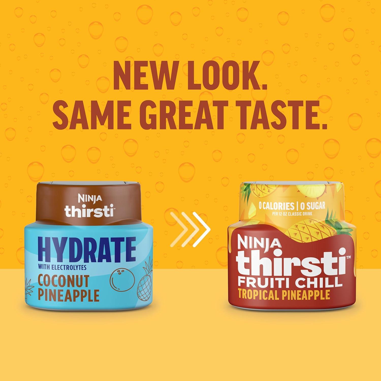 imageNinja Thirsti Flavored Water Drops FRUITI CHILL Orange Bold Fruit Flavor Sparkling or Still Zero Calories Zero Sugar Makes 17 12oz drinks 3 Pack WCFOTNGAMTropical Pineapple