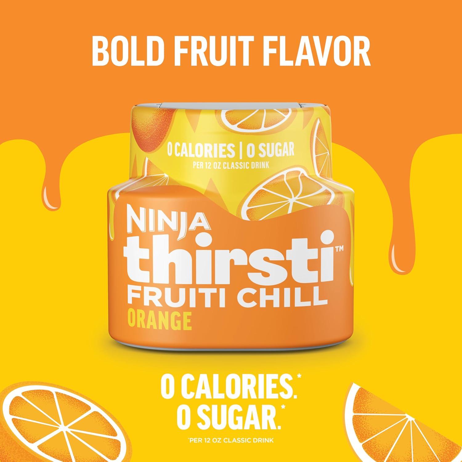 imageNinja Thirsti Flavored Water Drops FRUITI CHILL Orange Bold Fruit Flavor Sparkling or Still Zero Calories Zero Sugar Makes 17 12oz drinks 3 Pack WCFOTNGAMOrange