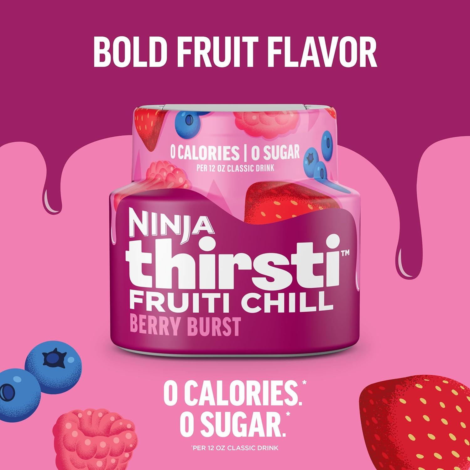 imageNinja Thirsti Flavored Water Drops FRUITI CHILL Orange Bold Fruit Flavor Sparkling or Still Zero Calories Zero Sugar Makes 17 12oz drinks 3 Pack WCFOTNGAMBerry Burst