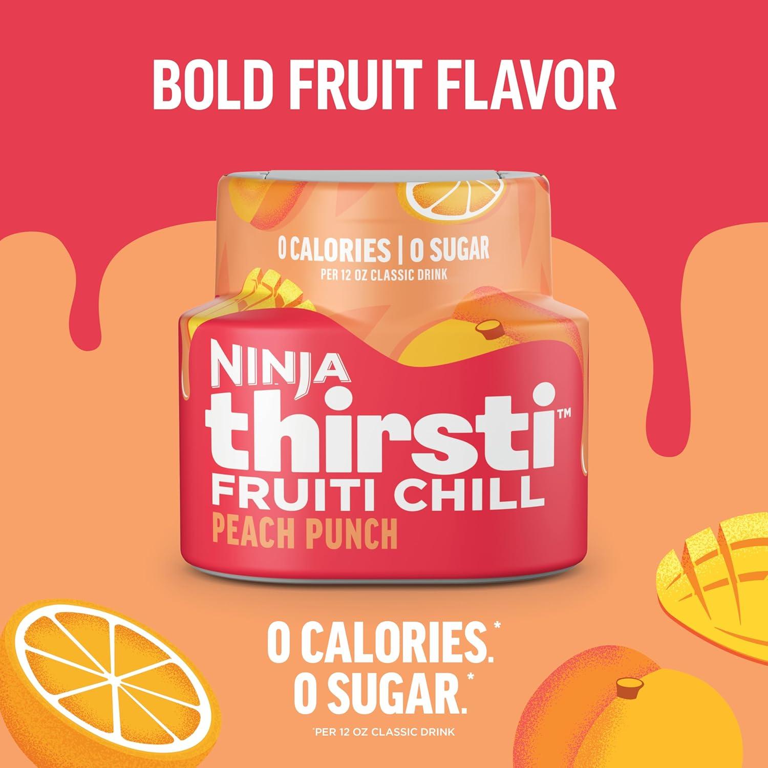 imageNinja Thirsti Flavored Water Drops FRUITI CHILL Orange Bold Fruit Flavor Sparkling or Still Zero Calories Zero Sugar Makes 17 12oz drinks 3 Pack WCFOTNGAMPeach Punch