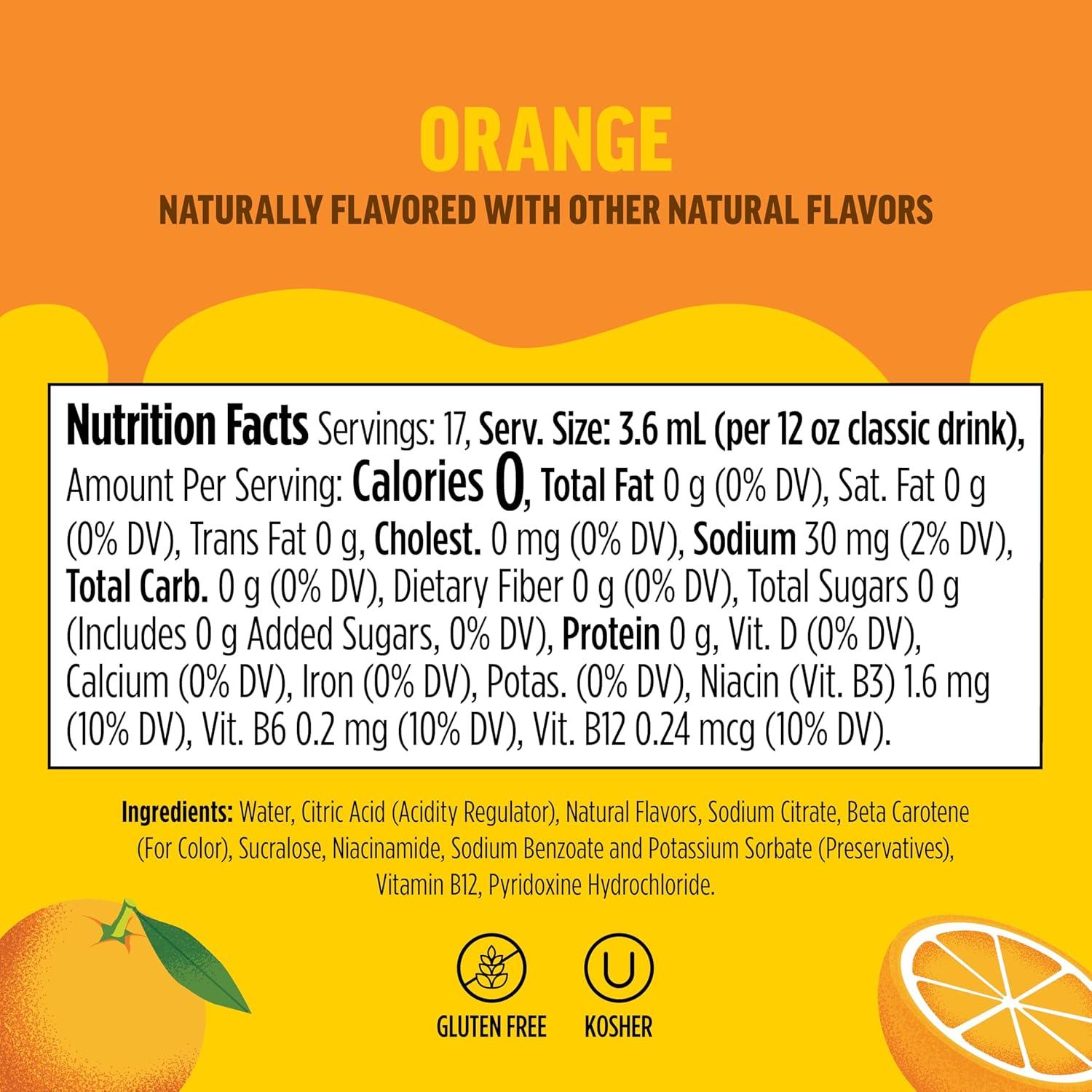 imageNinja Thirsti Flavored Water Drops FRUITI CHILL Orange Bold Fruit Flavor Sparkling or Still Zero Calories Zero Sugar Makes 17 12oz drinks 3 Pack WCFOTNGAMOrange