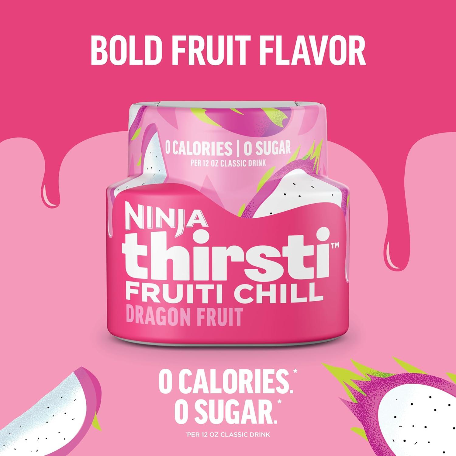 imageNinja Thirsti Flavored Water Drops FRUITI CHILL Orange Bold Fruit Flavor Sparkling or Still Zero Calories Zero Sugar Makes 17 12oz drinks 3 Pack WCFOTNGAMDragon Fruit