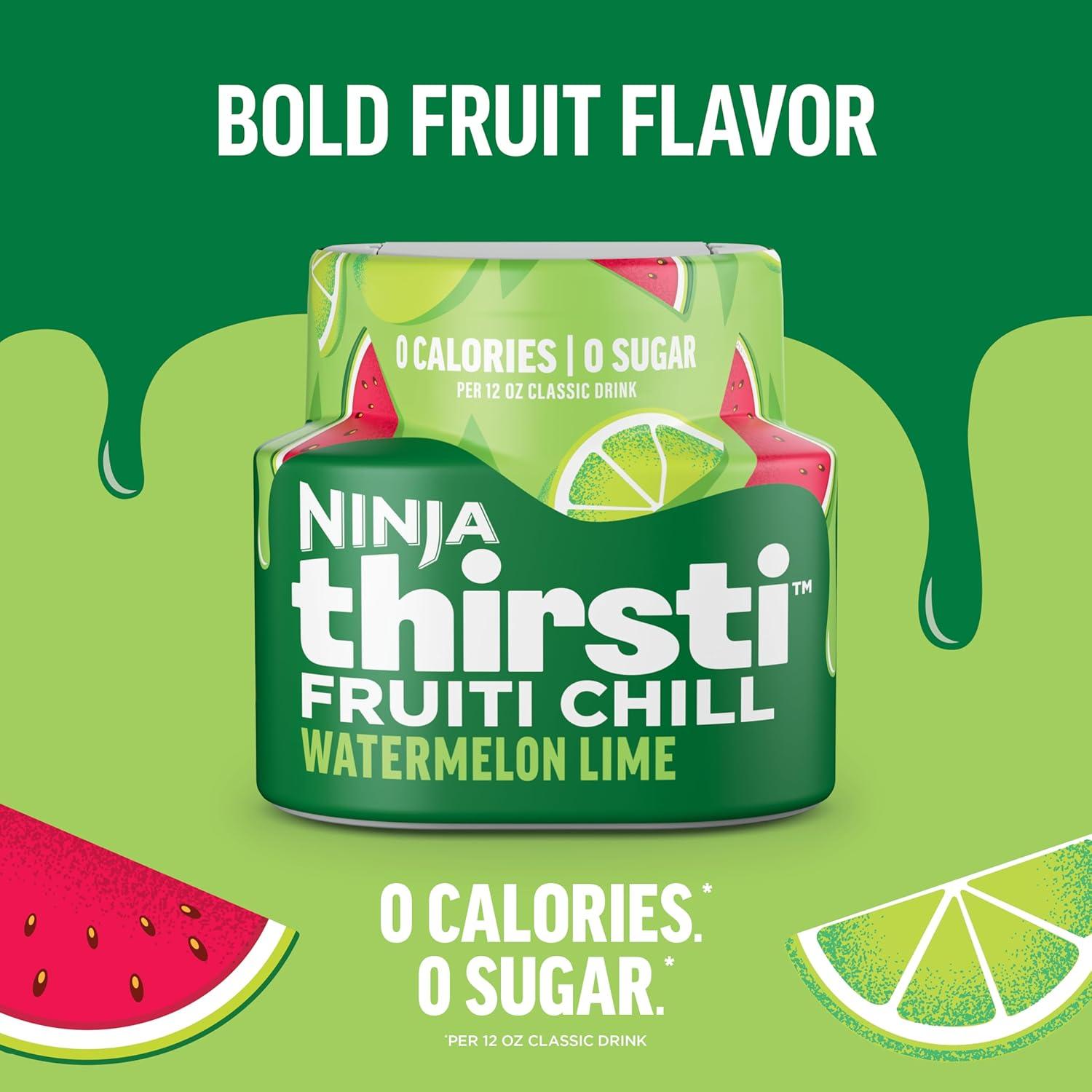 imageNinja Thirsti Flavored Water Drops FRUITI CHILL Orange Bold Fruit Flavor Sparkling or Still Zero Calories Zero Sugar Makes 17 12oz drinks 3 Pack WCFOTNGAMWatermelon Lime