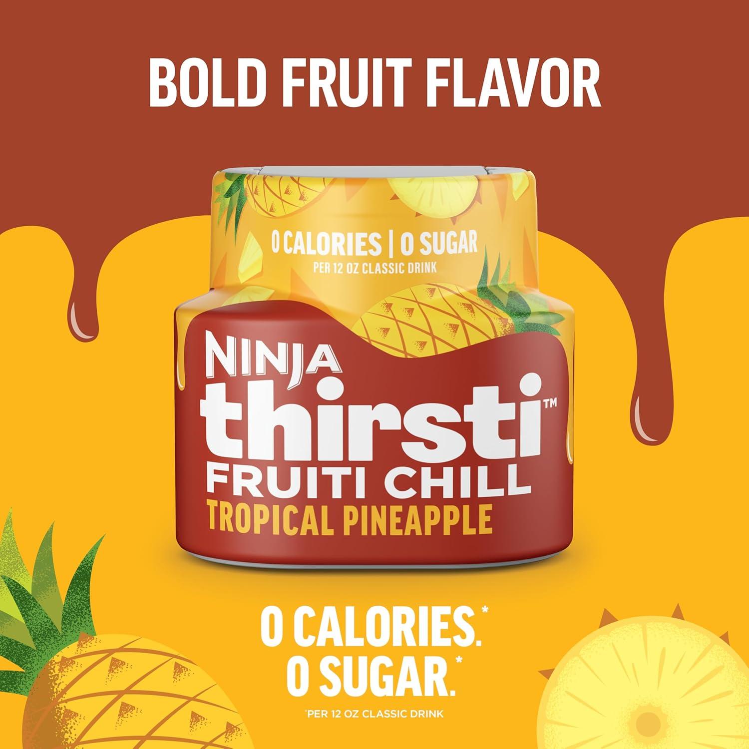 imageNinja Thirsti Flavored Water Drops FRUITI CHILL Orange Bold Fruit Flavor Sparkling or Still Zero Calories Zero Sugar Makes 17 12oz drinks 3 Pack WCFOTNGAMTropical Pineapple