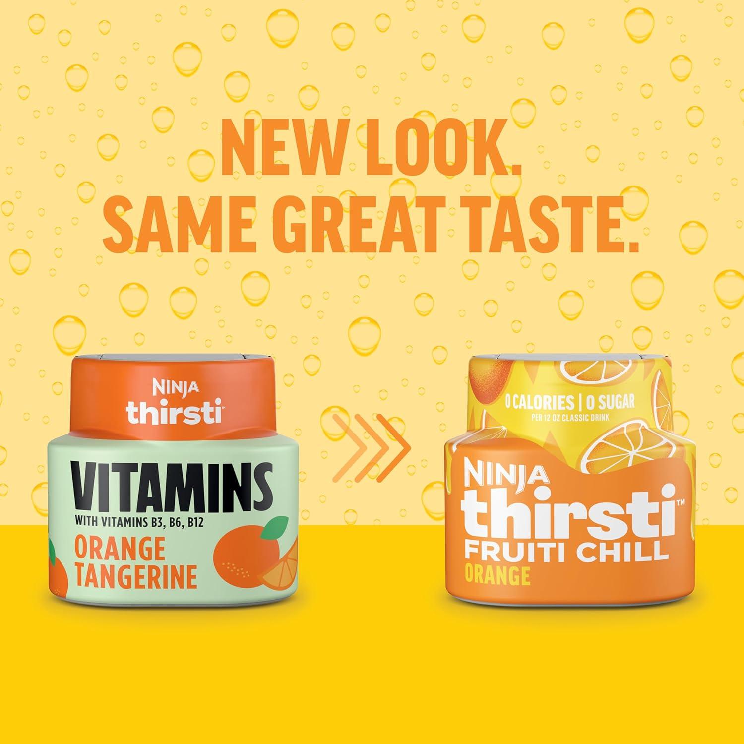 imageNinja Thirsti Flavored Water Drops FRUITI CHILL Orange Bold Fruit Flavor Sparkling or Still Zero Calories Zero Sugar Makes 17 12oz drinks 3 Pack WCFOTNGAMOrange