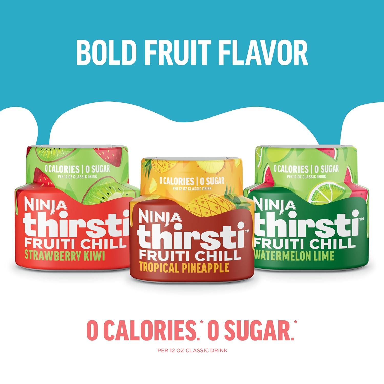 imageNinja Thirsti Flavored Water Drops FRUITI CHILL Orange Bold Fruit Flavor Sparkling or Still Zero Calories Zero Sugar Makes 17 12oz drinks 3 Pack WCFOTNGAMFruiti Variety Pack