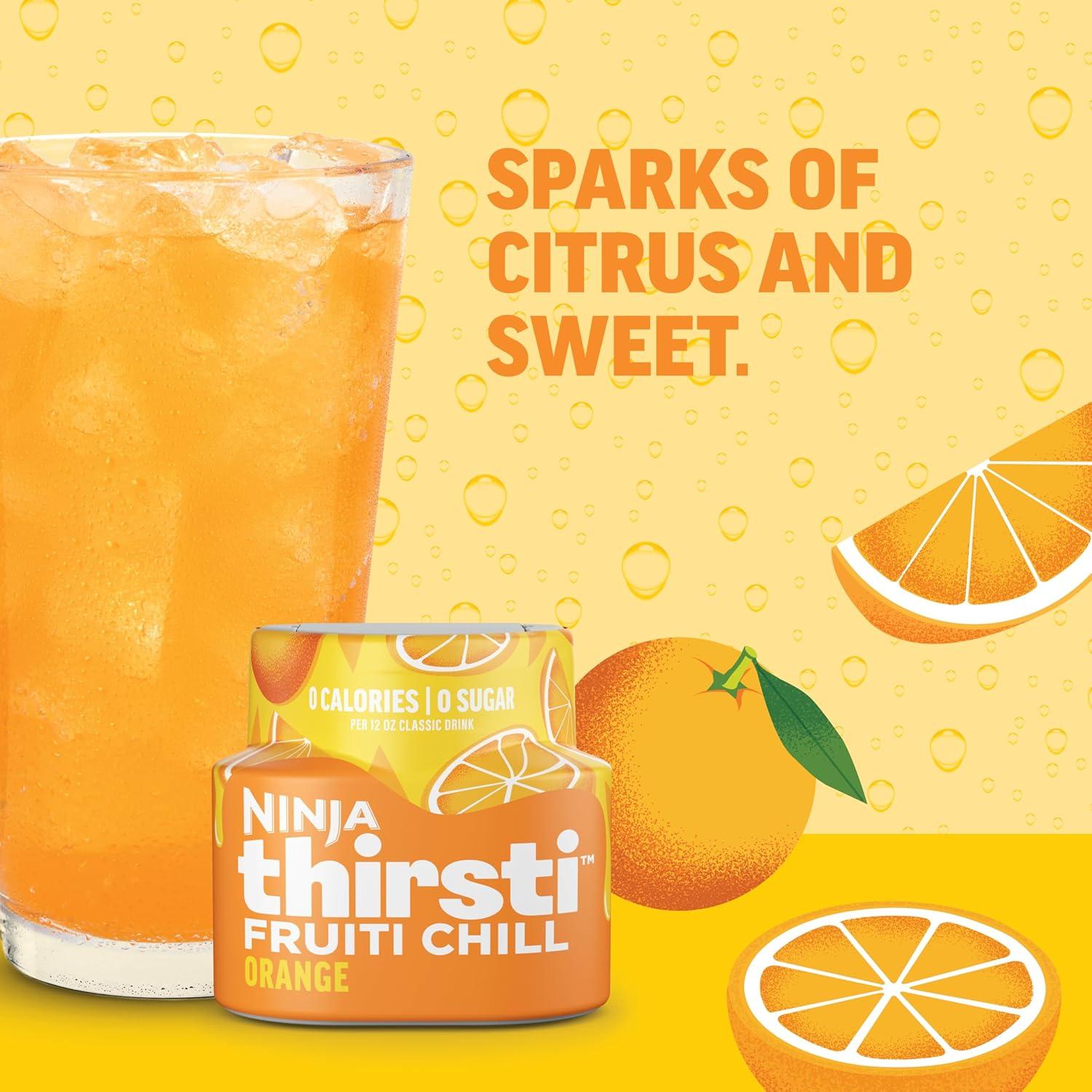 imageNinja Thirsti Flavored Water Drops FRUITI CHILL Orange Bold Fruit Flavor Sparkling or Still Zero Calories Zero Sugar Makes 17 12oz drinks 3 Pack WCFOTNGAMOrange