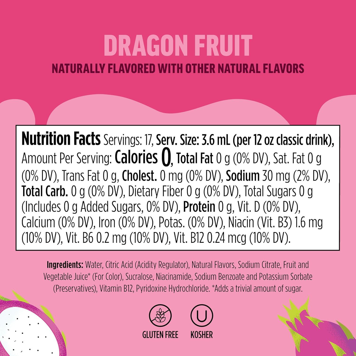 imageNinja Thirsti Flavored Water Drops FRUITI CHILL Orange Bold Fruit Flavor Sparkling or Still Zero Calories Zero Sugar Makes 17 12oz drinks 3 Pack WCFOTNGAMDragon Fruit