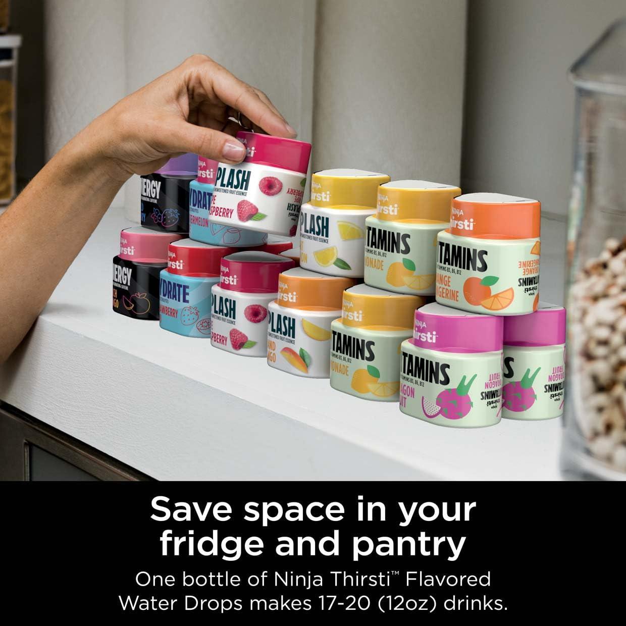 imageNinja Thirsti Flavored Water Drops SPLASH With Unsweetened Fruit Essence Tropical Pineapple 3 Pack Zero Calories Zero Sugar Zero Sweeteners 207 Fl Oz Makes 20 12oz Drinks WCFPINEAMExotic Passionfruit