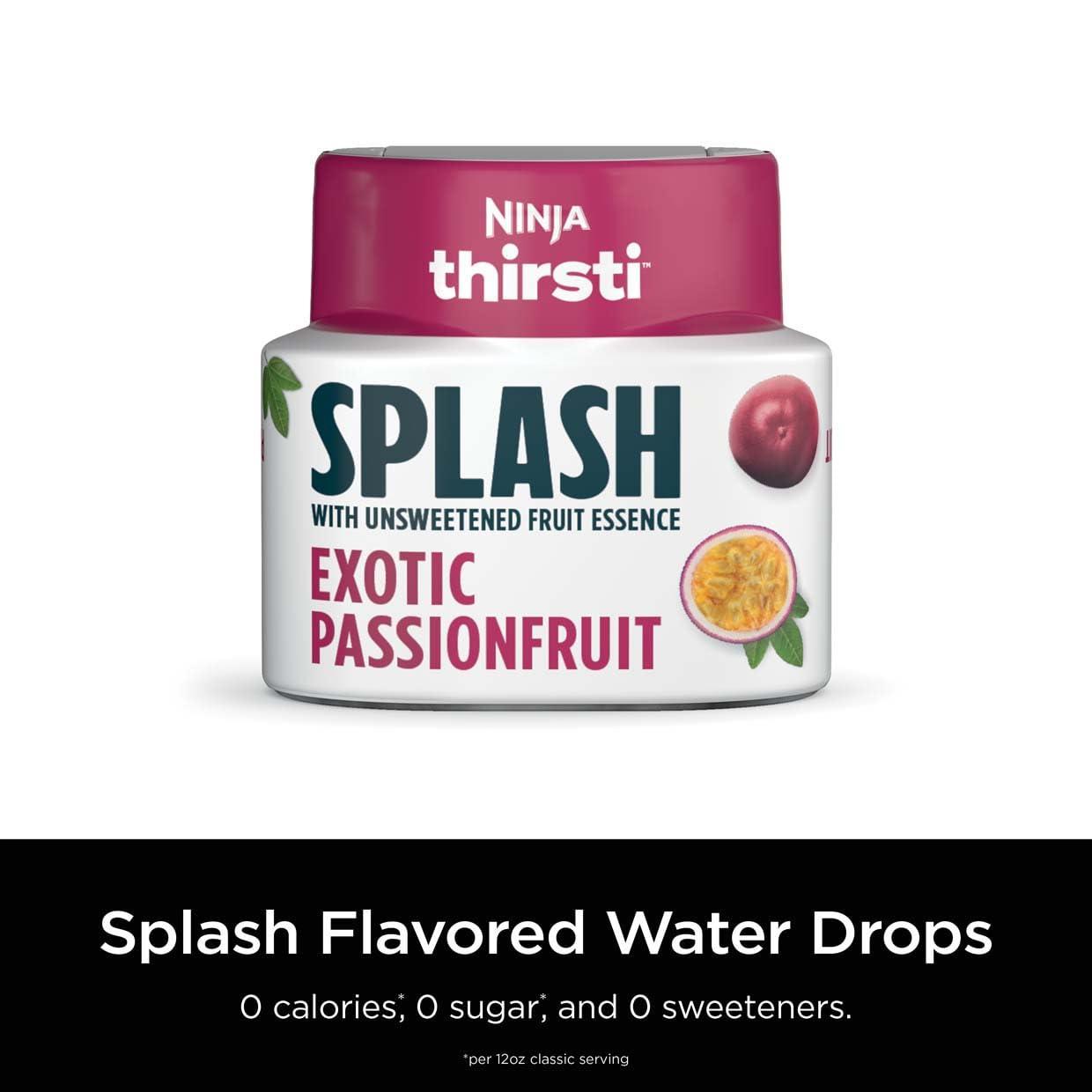 imageNinja Thirsti Flavored Water Drops SPLASH With Unsweetened Fruit Essence Tropical Pineapple 3 Pack Zero Calories Zero Sugar Zero Sweeteners 207 Fl Oz Makes 20 12oz Drinks WCFPINEAMExotic Passionfruit