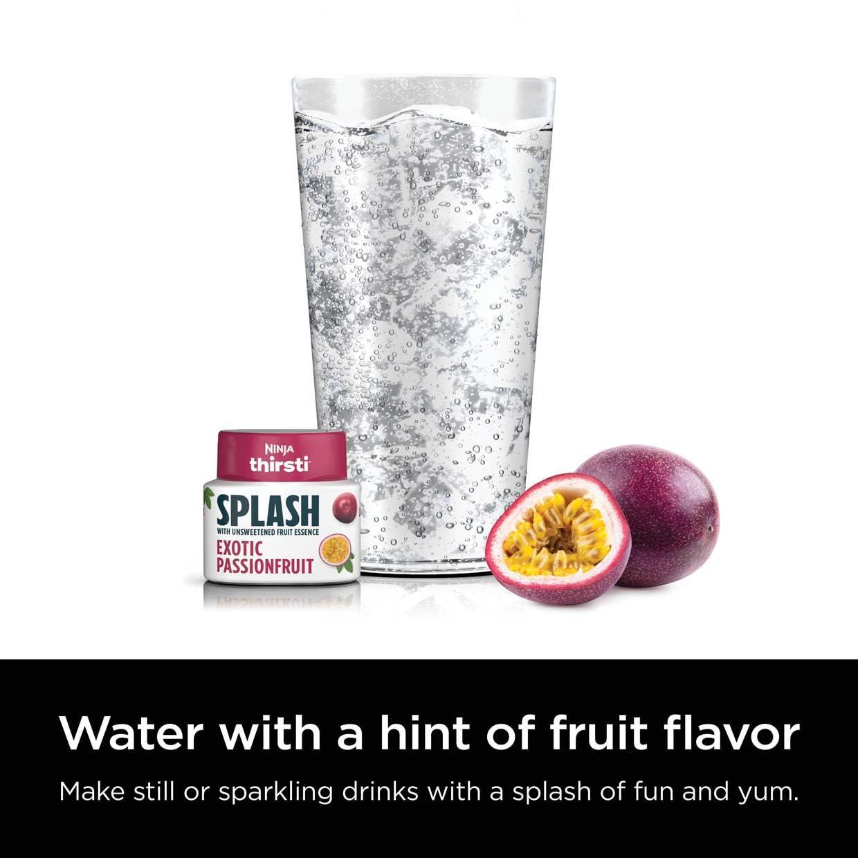 imageNinja Thirsti Flavored Water Drops SPLASH With Unsweetened Fruit Essence Tropical Pineapple 3 Pack Zero Calories Zero Sugar Zero Sweeteners 207 Fl Oz Makes 20 12oz Drinks WCFPINEAMExotic Passionfruit