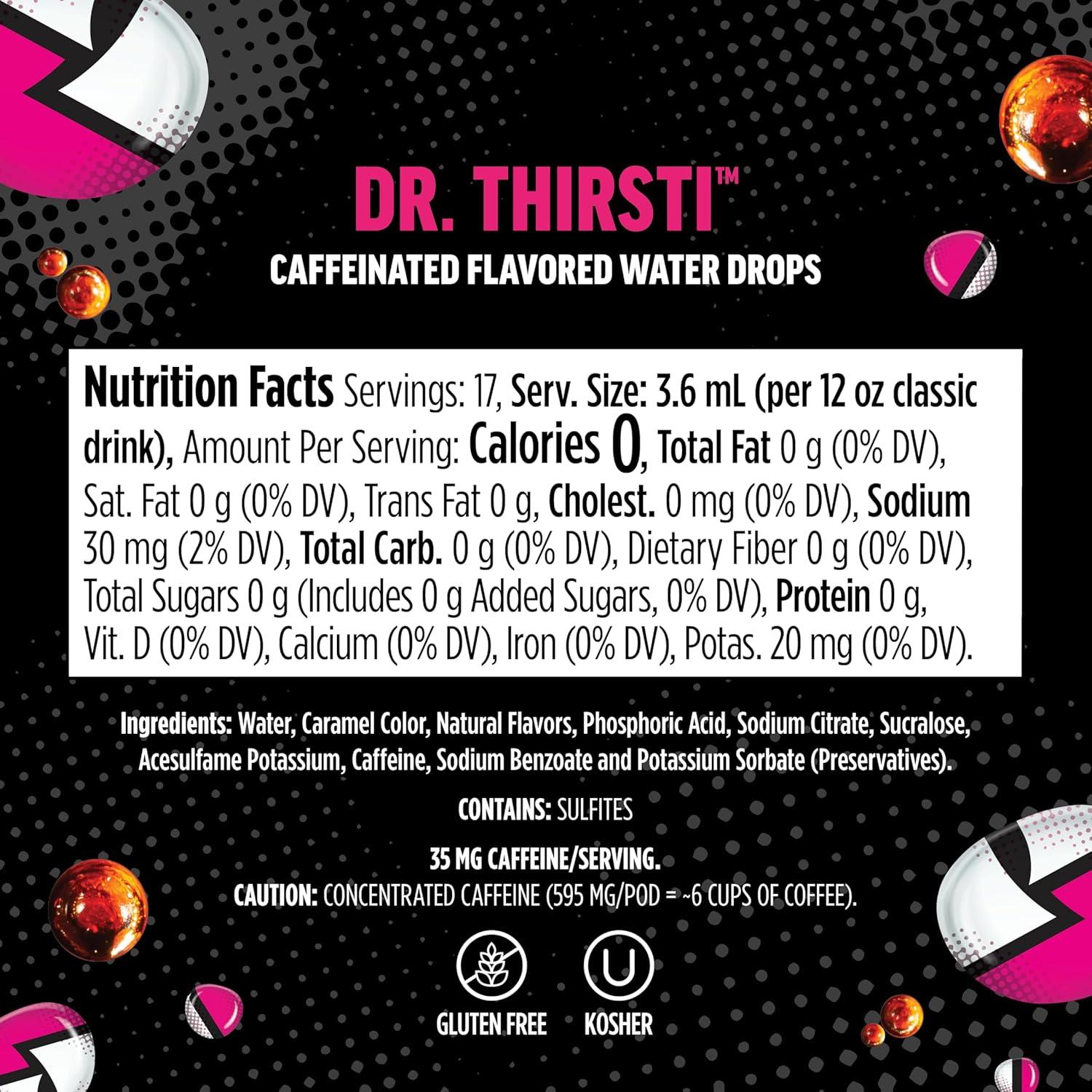 imageNinja Thirsti Flavored Water Drops ZERO SODA Dr Thirsti Classic Soda Flavors Sparkling or Still Zero Calories Zero Sugar Makes 17 12oz drinks 3 Pack WCFDRPPAMDr Thirsti