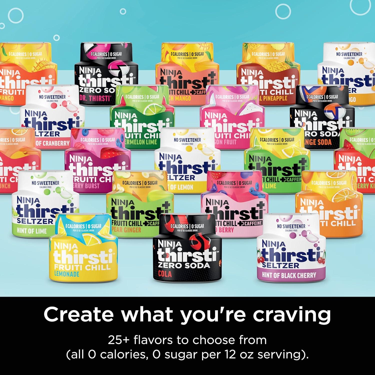 imageNinja Thirsti Max Custom Hydration System Soda Maker Sparkling Water Maker Custom Still ampamp Sparkling Drinks Compact Design With 60L CO Cylinder ampamp Flavored Water Drops Silver WC2002