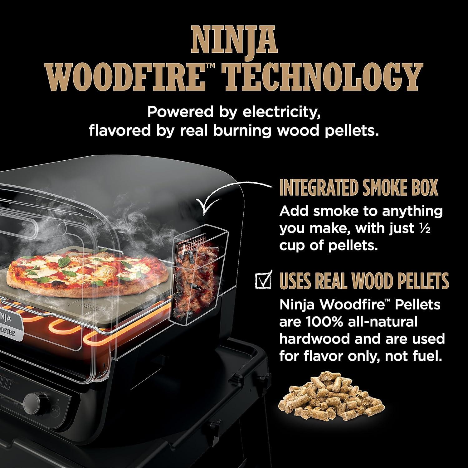 imageNinja Woodfire Outdoor Pizza Oven 8in1 Portable Electric Roaster Oven Heats up to 700F 5 Artisan Pizza Settings Integrated BBQ Smoker Box Includes Flavored Wood Pellets Terracotta RedPizza Oven Smoker