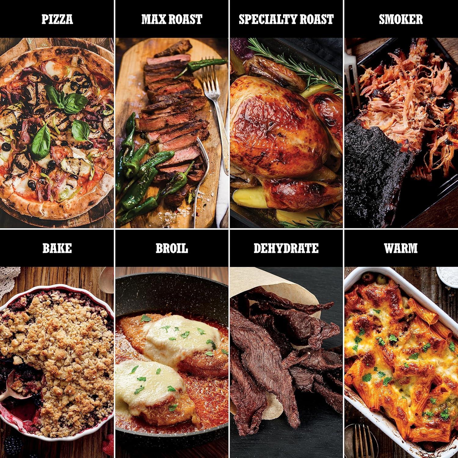 imageNinja Woodfire Outdoor Pizza Oven 8in1 Portable Electric Roaster Oven Heats up to 700F 5 Artisan Pizza Settings Integrated BBQ Smoker Box Includes Flavored Wood Pellets Terracotta RedPizza Oven Smoker