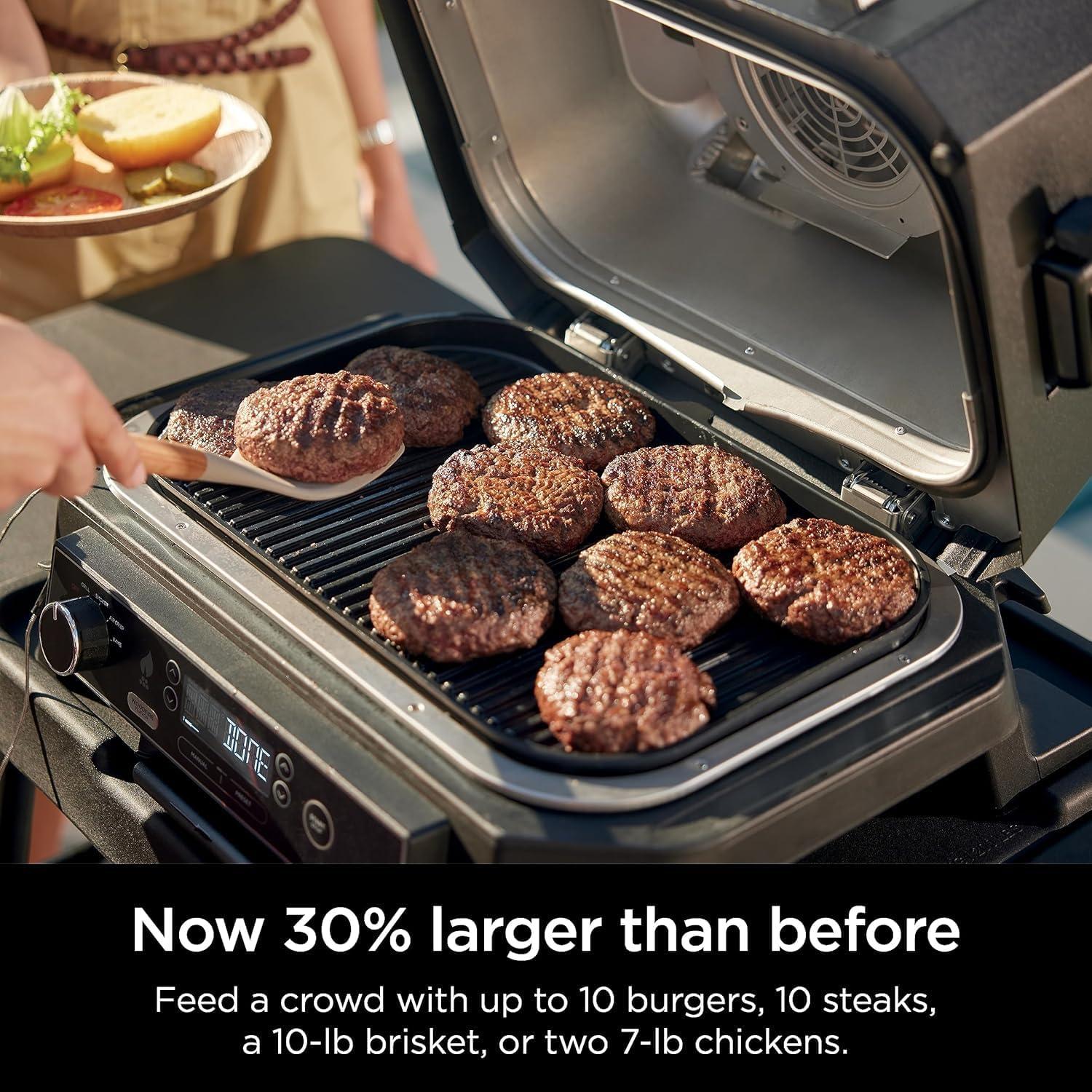 imageNinja Woodfire ProXL Outdoor Grill ampamp Smoker Thermometer 4in1 Master Grill BBQ Smoker Outdoor Air Fryer Bake Portable Electric Grill Renewed Hunter Green