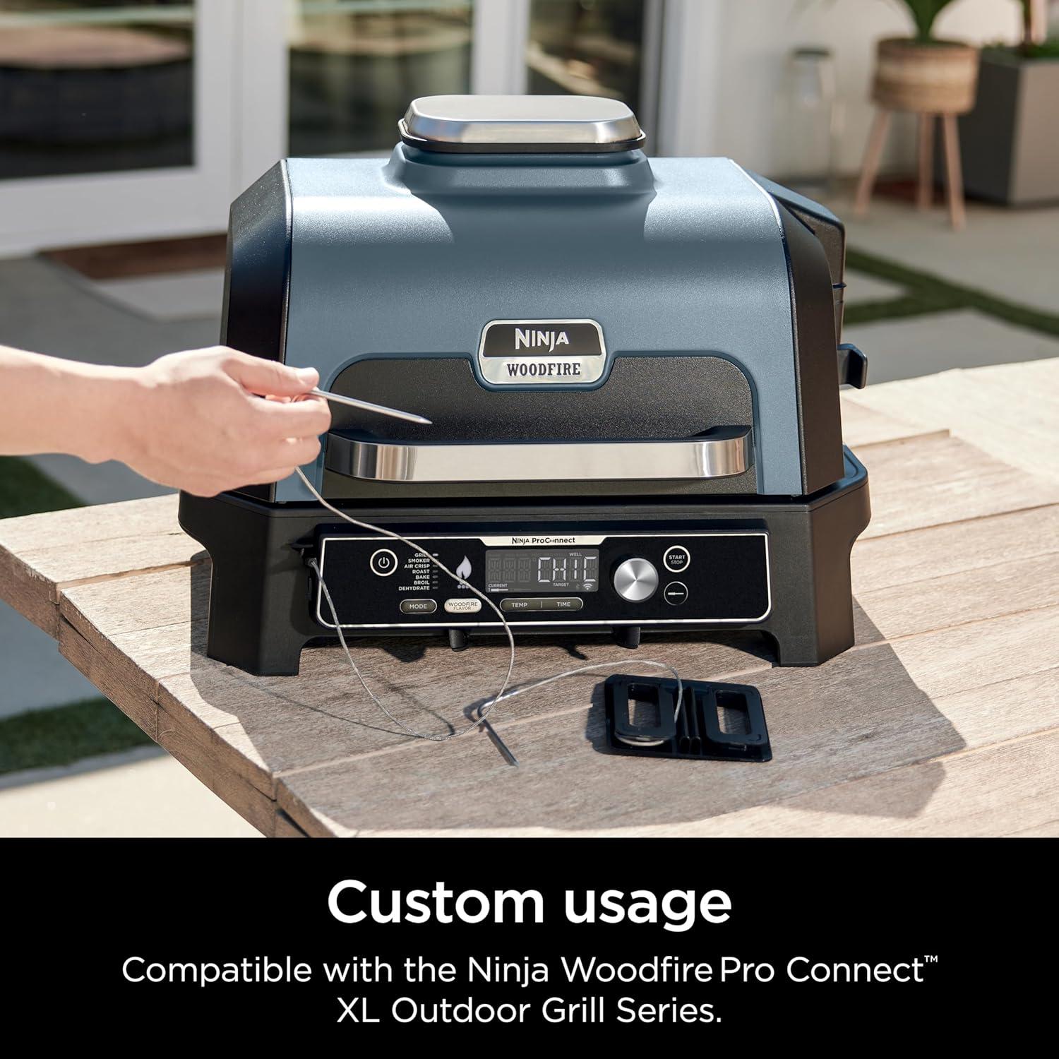 imageNinja XSKPROBEXL Woodfire Smart Thermometer Compatible with OG900 Series Additional Thermometer to Monitor Multiple Proteins Controlled Grilling and Smoking Includes Dual Storage Box BlackSilver