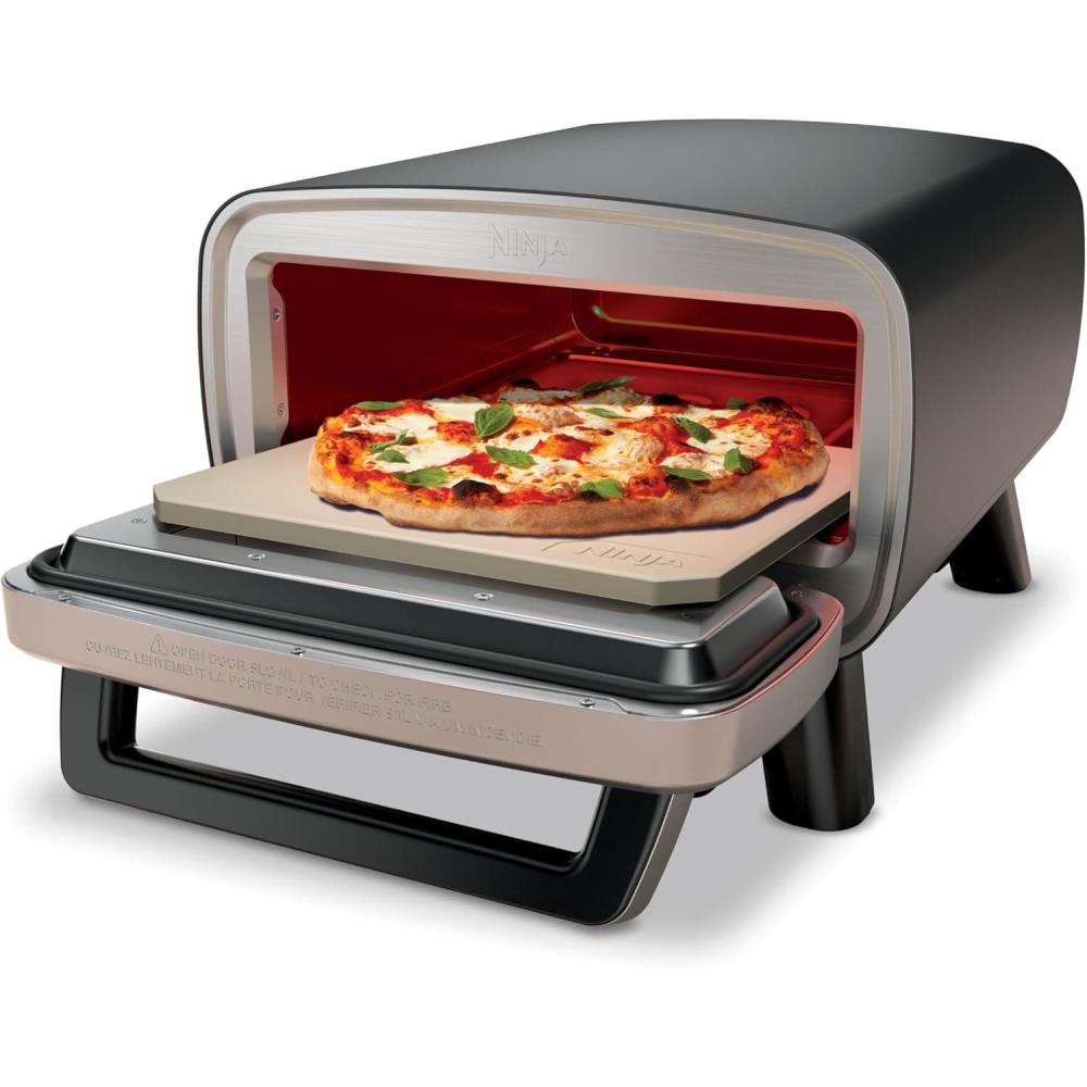 imageNinja Artisan Outdoor Pizza Oven 12inch 3minute Pizza Neapolitan Thin Crust New York Chicago Custom 700F Max Temperature Electric Heat Bake Broil Proof Warm MO201Pizza Oven