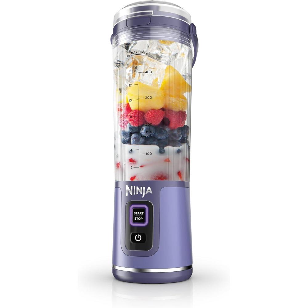 imageNinja BC151CR Blast Portable Blender Cordless 18oz Vessel Personal Blenderfor Shakes ampamp Smoothies BPA Free LeakproofLid ampamp Sip Spout USBC Rechargeable Dishwasher Safe Parts Cranberry RedGalaxy Purple