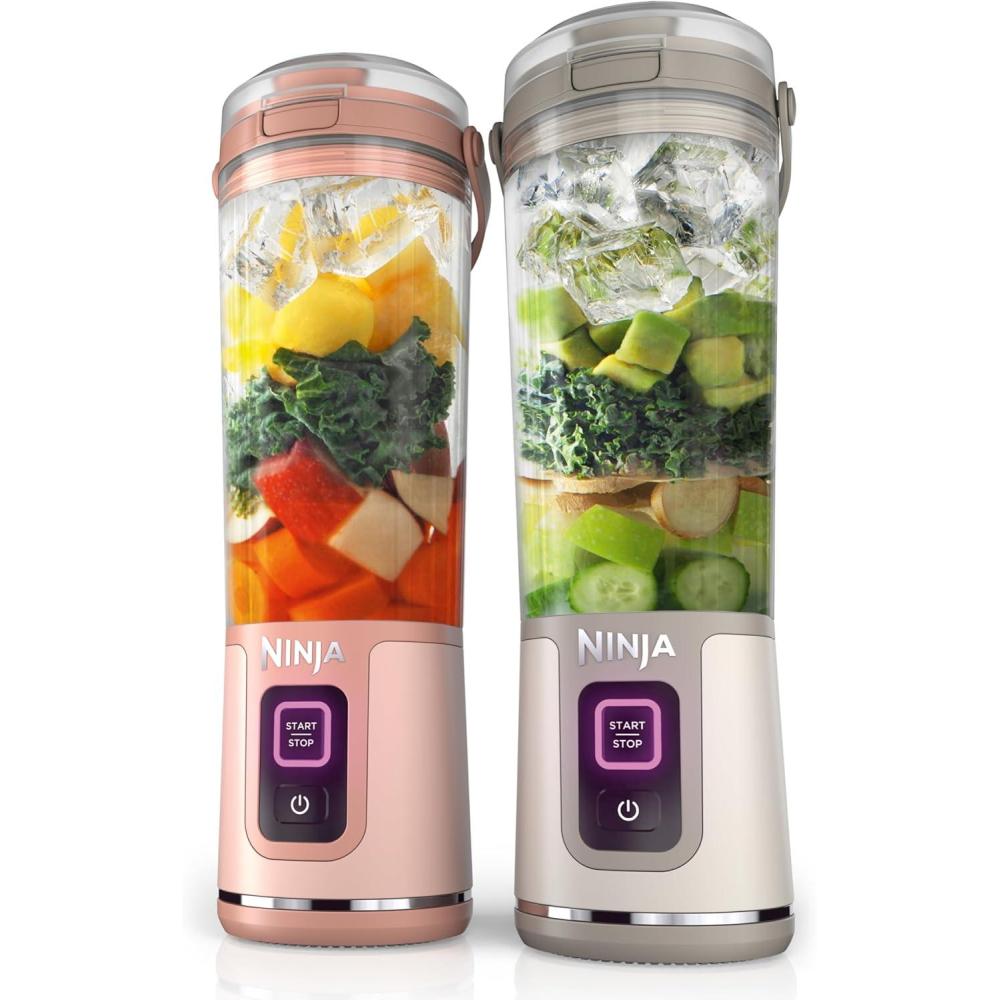 imageNinja BC151CR Blast Portable Blender Cordless 18oz Vessel Personal Blenderfor Shakes ampamp Smoothies BPA Free LeakproofLid ampamp Sip Spout USBC Rechargeable Dishwasher Safe Parts Cranberry RedPeach Stone