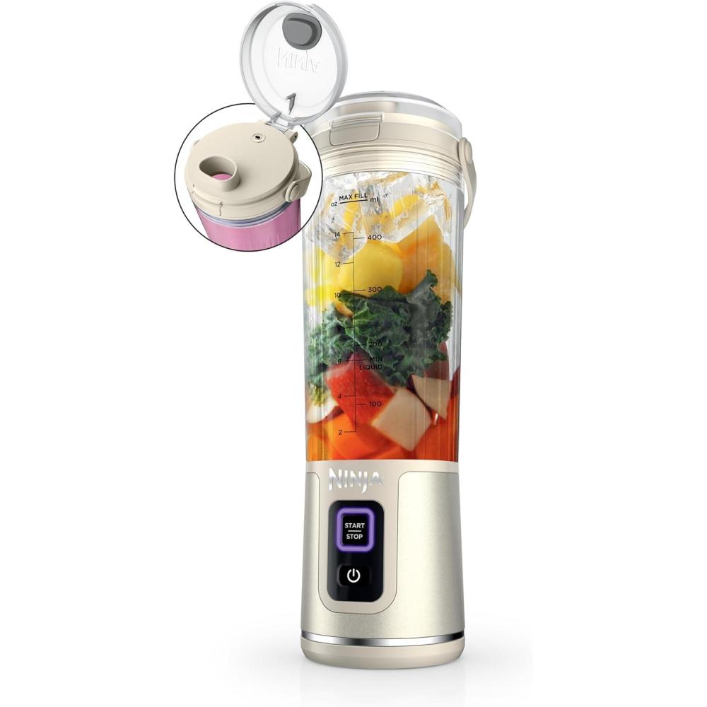 imageNinja BC151CR Blast Portable Blender Cordless 18oz Vessel Personal Blenderfor Shakes ampamp Smoothies BPA Free LeakproofLid ampamp Sip Spout USBC Rechargeable Dishwasher Safe Parts Cranberry RedVanilla Bean