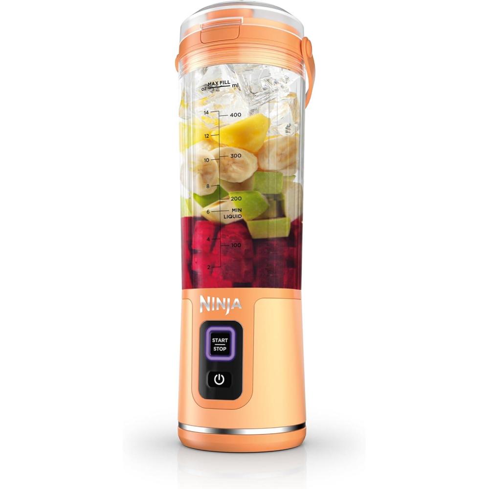 imageNinja BC151CR Blast Portable Blender Cordless 18oz Vessel Personal Blenderfor Shakes ampamp Smoothies BPA Free LeakproofLid ampamp Sip Spout USBC Rechargeable Dishwasher Safe Parts Cranberry RedOrange