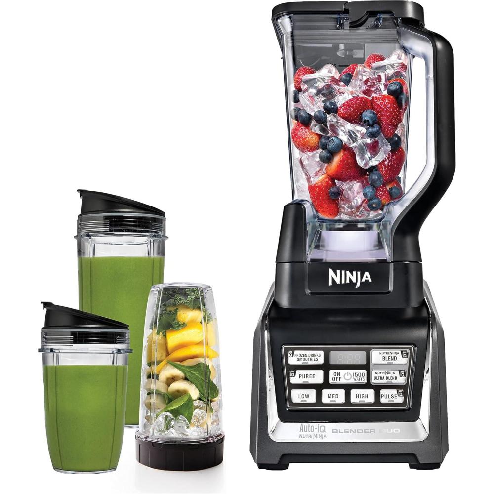 imageNinja BL642 Nutri Ninja Personal ampamp Countertop Blender with 1200W AutoiQ Base 72 oz Pitcher and 18 24 ampamp 32 oz ToGo Cups with Spout Lids For Smoothies Shakes ampamp More Dishwasher Safe Black