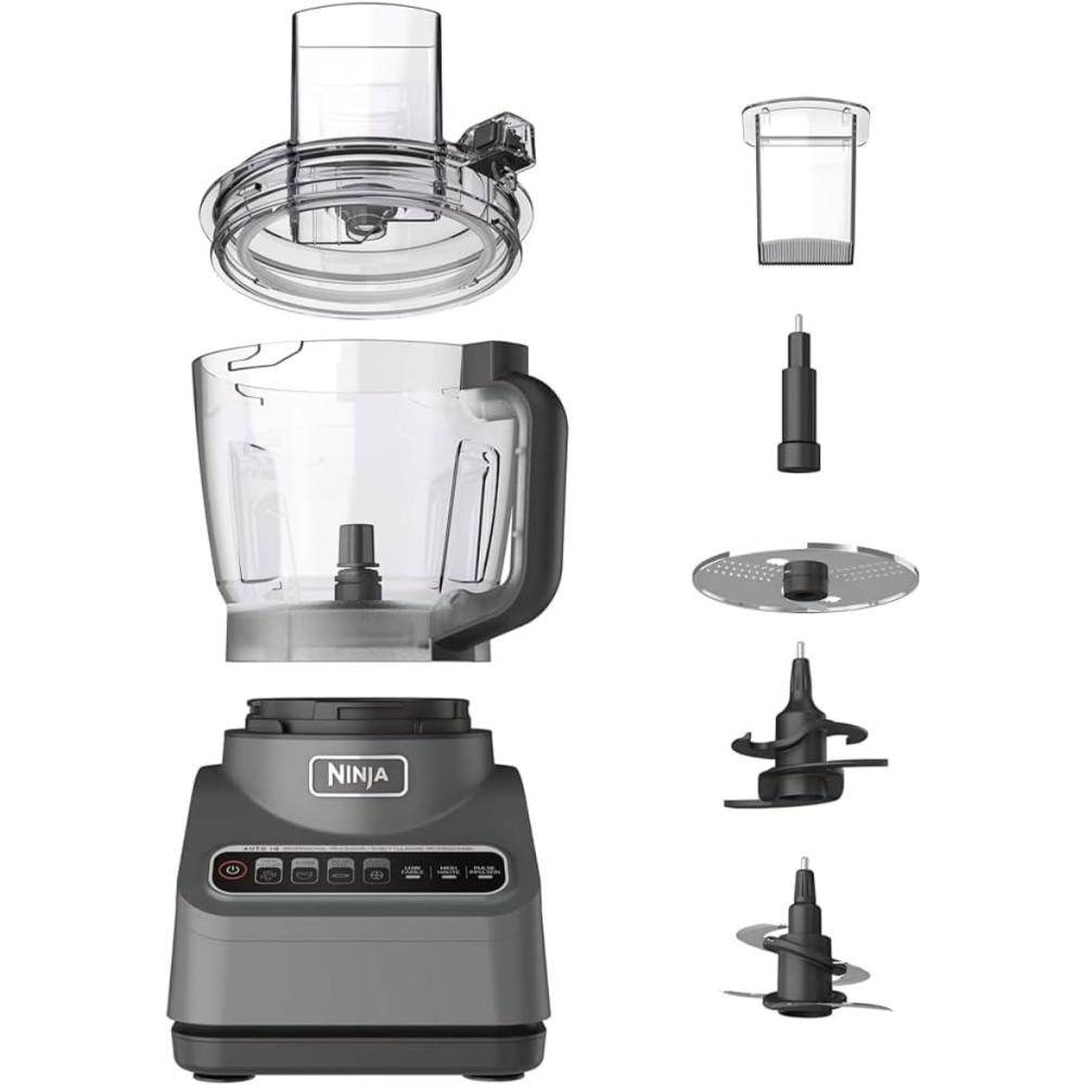 imageNinja BN600 Professional Plus Food Processor 850 Watts 3 Functions for Chopping Slicing ampamp Dough with 9Cup Processor Bowl 3 Blades Food Chute ampamp Pusher Silver