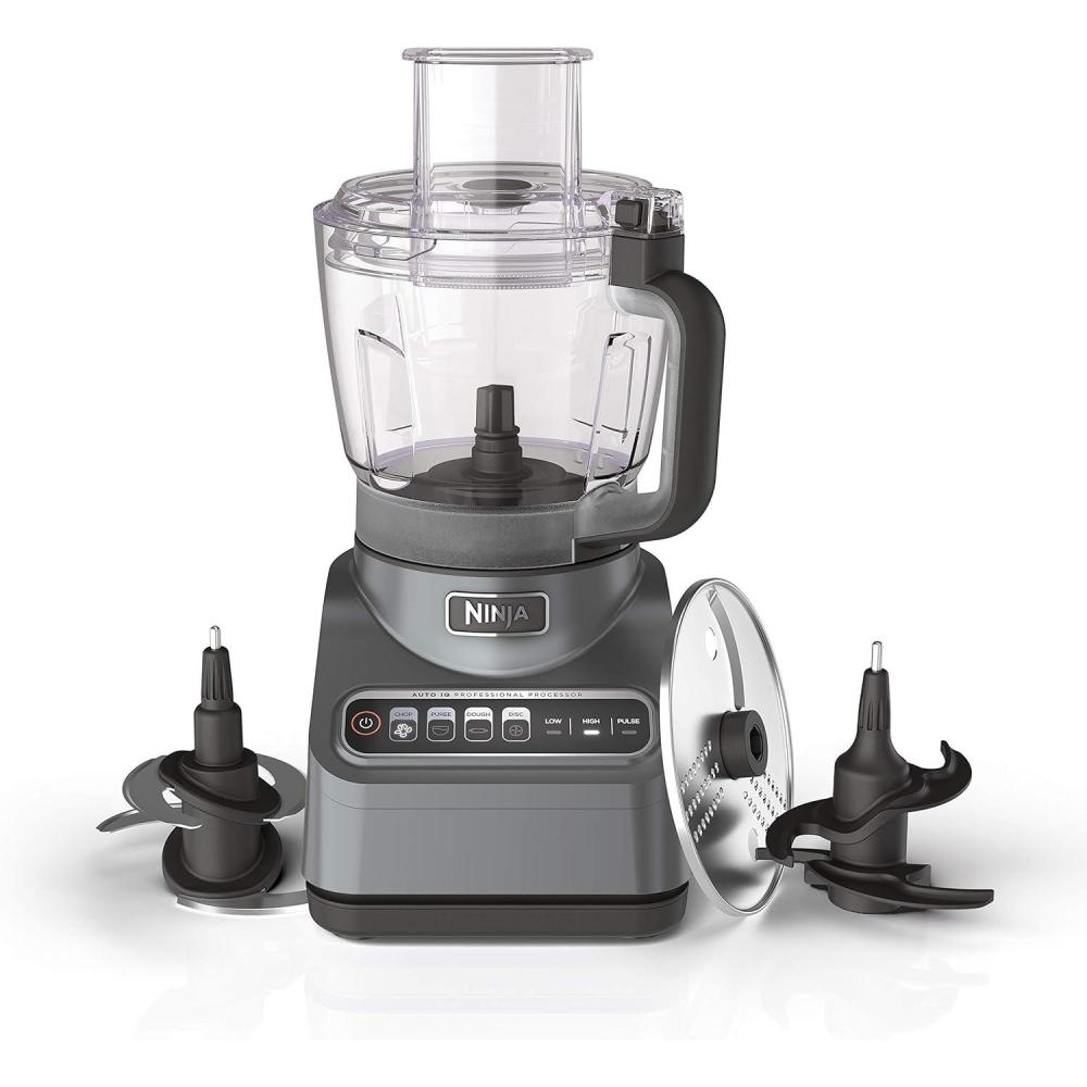 imageNinja BN601 Professional Plus Food Processor 1000PeakWatts with AutoiQ Preset Programs Chop Puree Dough Slice Shred with a 9Cup Capacity and a Silver Stainless Finish Renewed