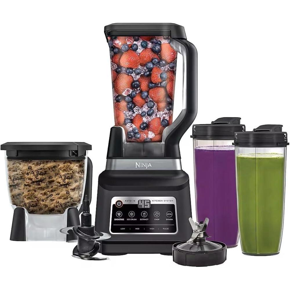 imageNinja BN805A Pro Plus Kitchen System 1400W 5in1 Smoothies Chop Dough Auto IQ 72oz Blender Pitcher 64oz Processor Bowl 2x32oz Cups Black
