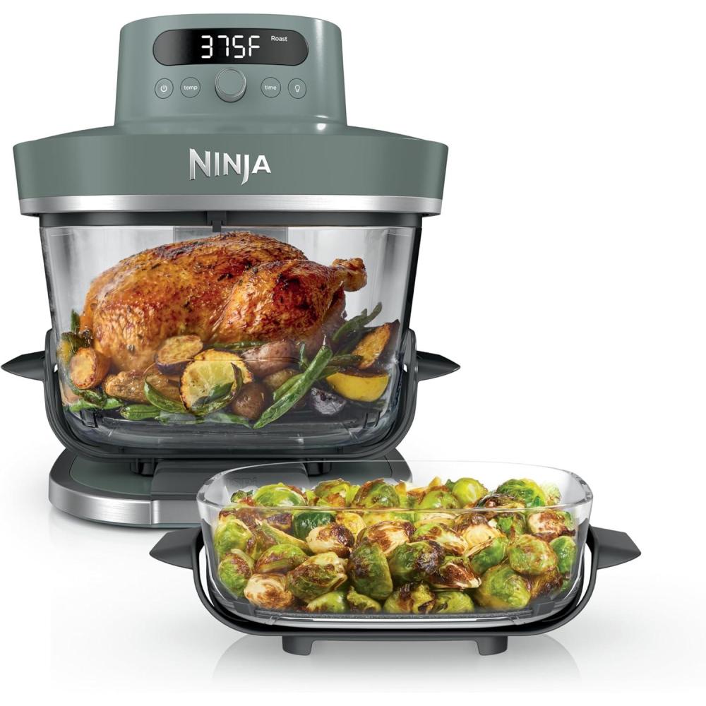 imageNinja Crispi Pro 6in1 Glass Air Fryer  6qt ampamp 25qt Glass Containers with Storage Lids  NonToxic  Meal Prep Microwave Freezer ampamp Dishwasher Safe  Air Fry Bake ampamp More  Ash Grey  AS101DGAsh Grey