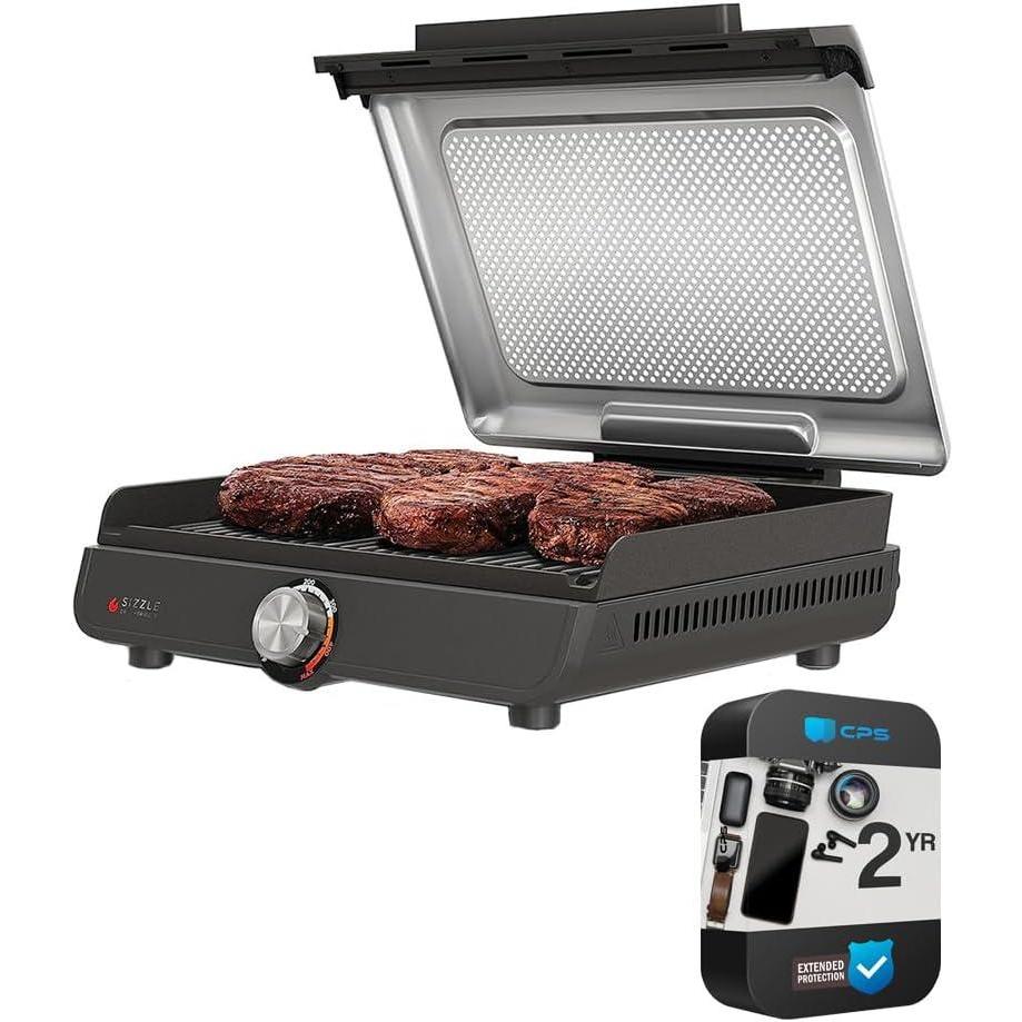 imageNinja GR100 Sizzle Smokeless Indoor Grill Renewed Bundle with 2 Year Enhanced Protection Pack