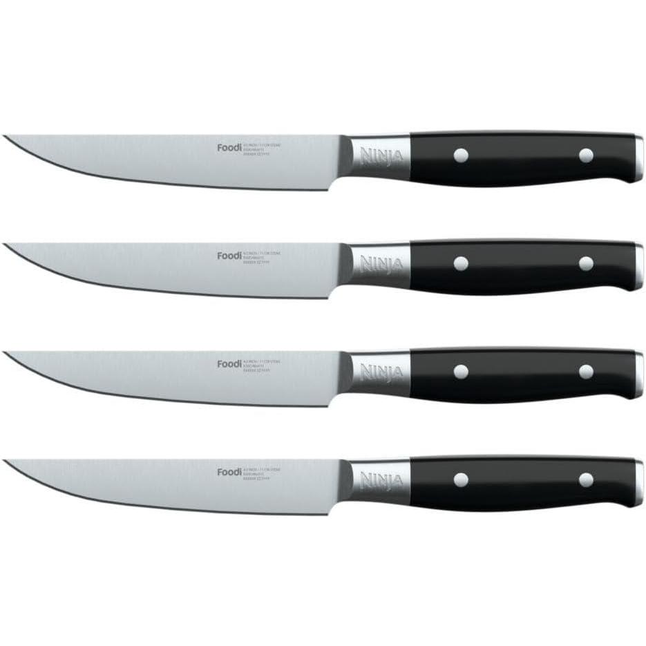 imageNinja K30118 Foodi NeverDull System 7Inch Santoku Knife Premium German Stainless Steel Black4 Steak Knives